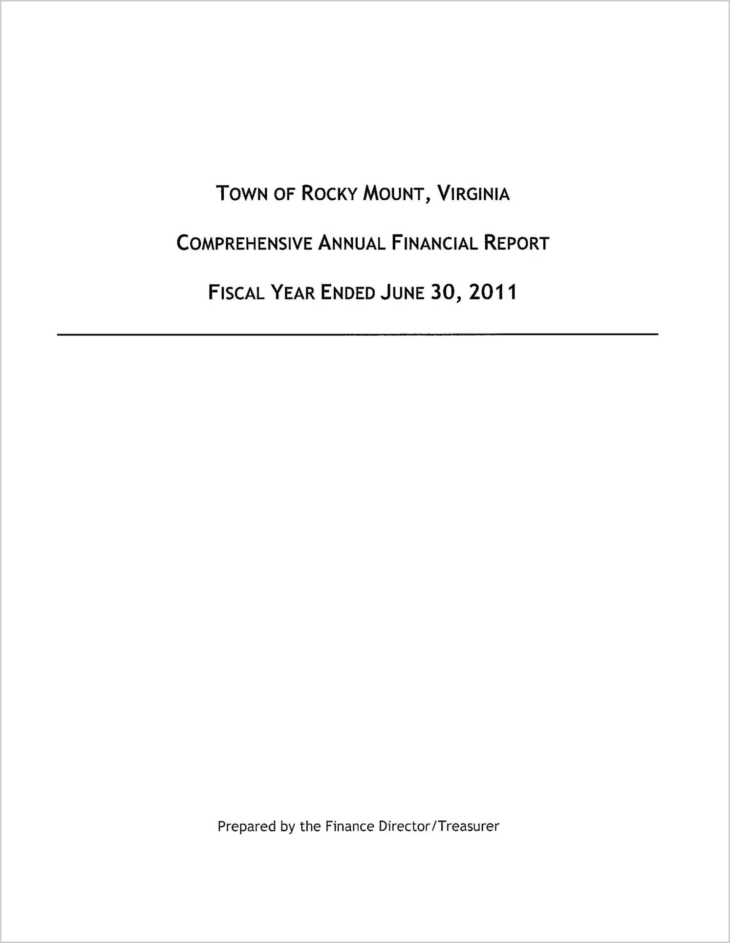 2011 Annual Financial Report for Town of Rocky Mount