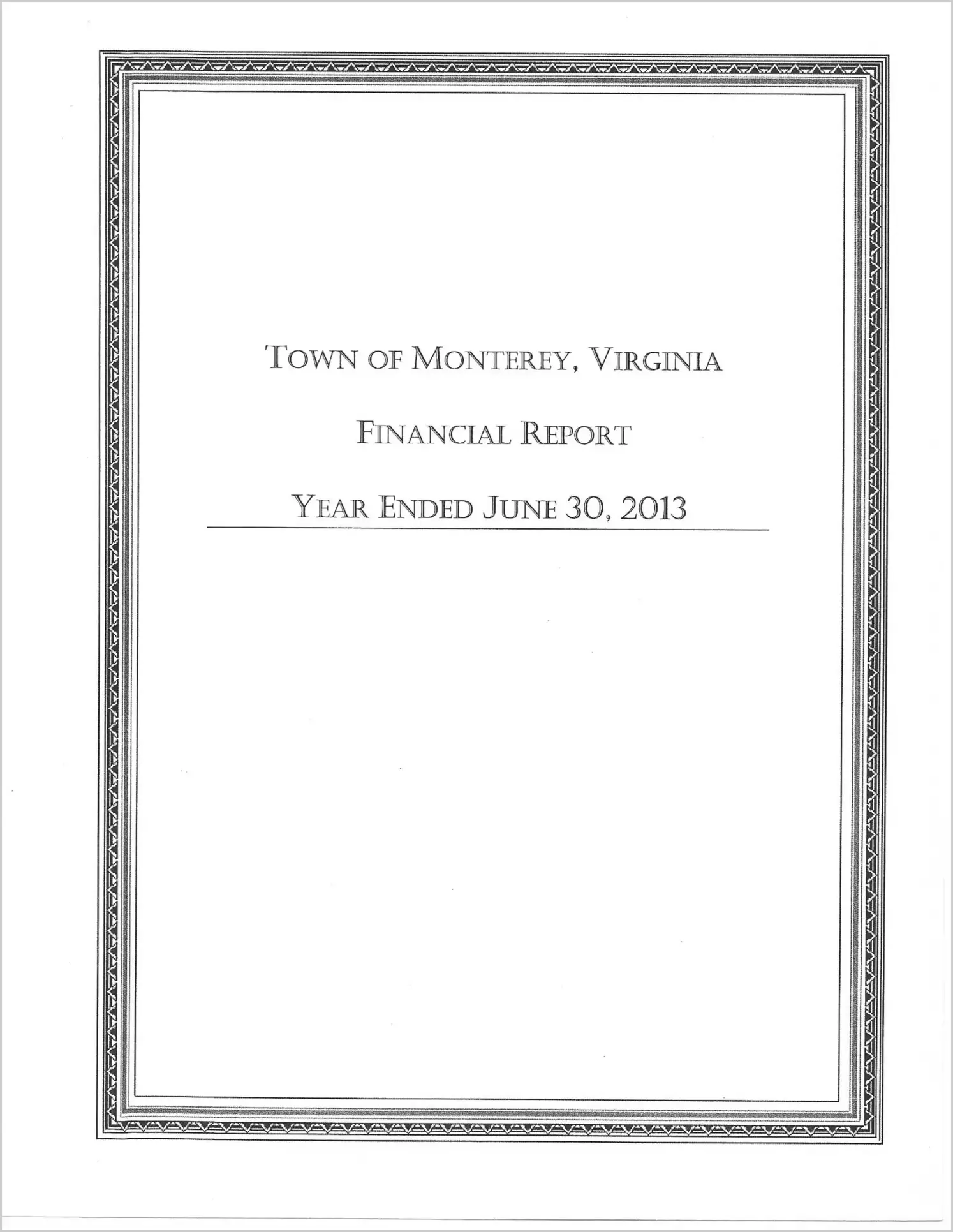 2013 Annual Financial Report for Town of Monterey
