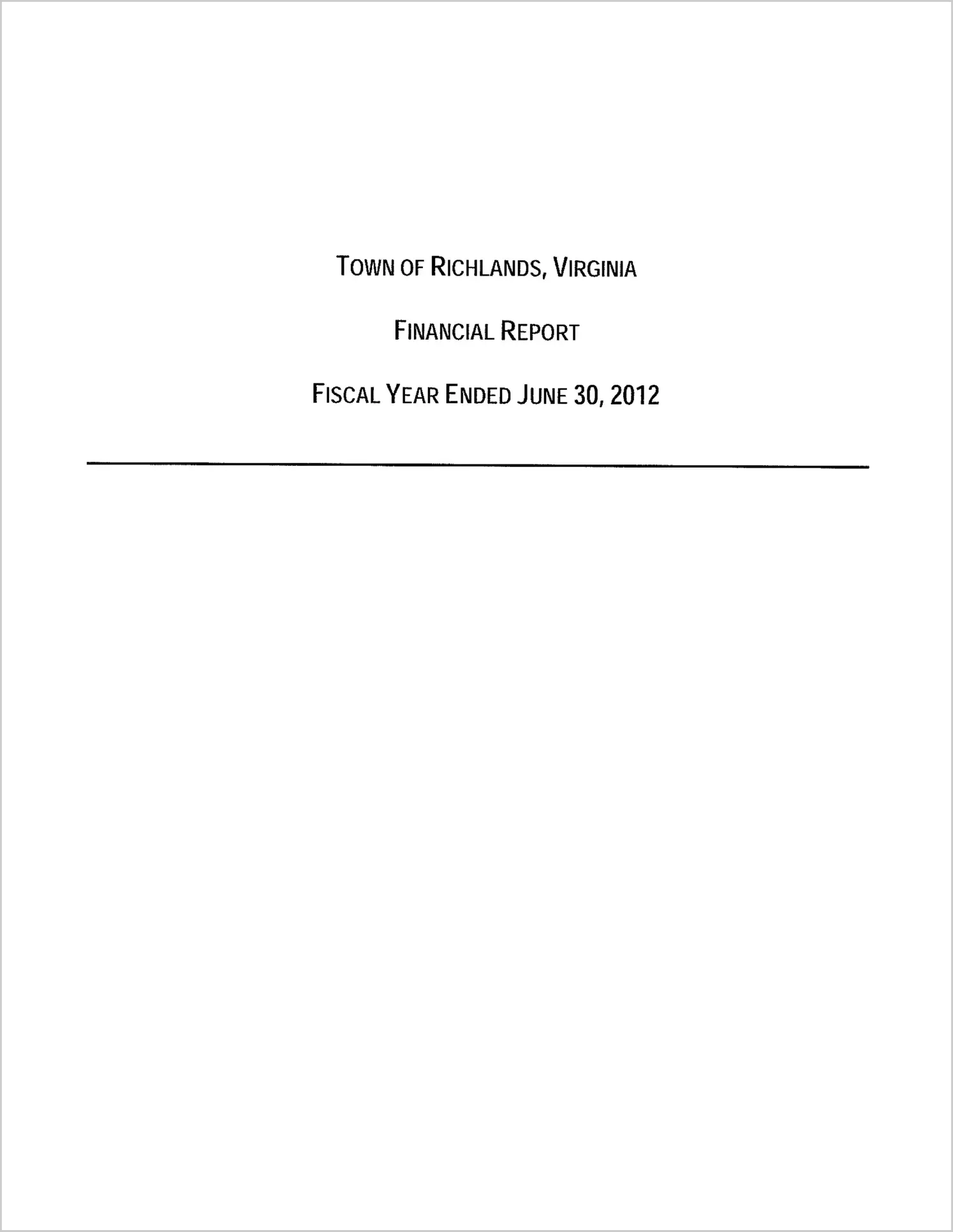 2012 Annual Financial Report for Town of Richlands