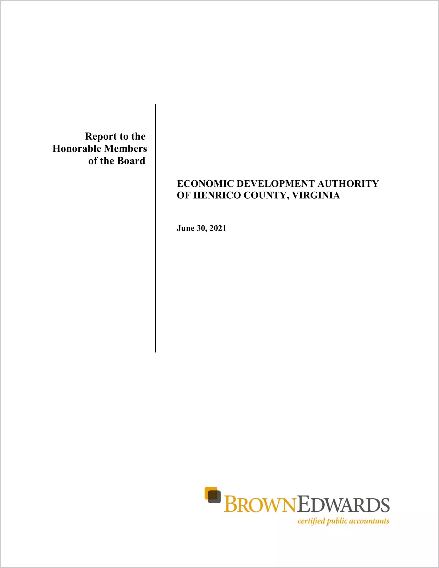 preview of 2021 ABC/Other Management Letter for Henrico Economic Development Authority
