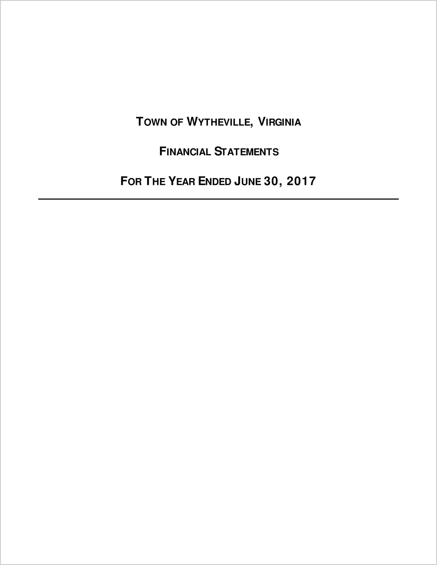 2017 Annual Financial Report for Town of Wytheville