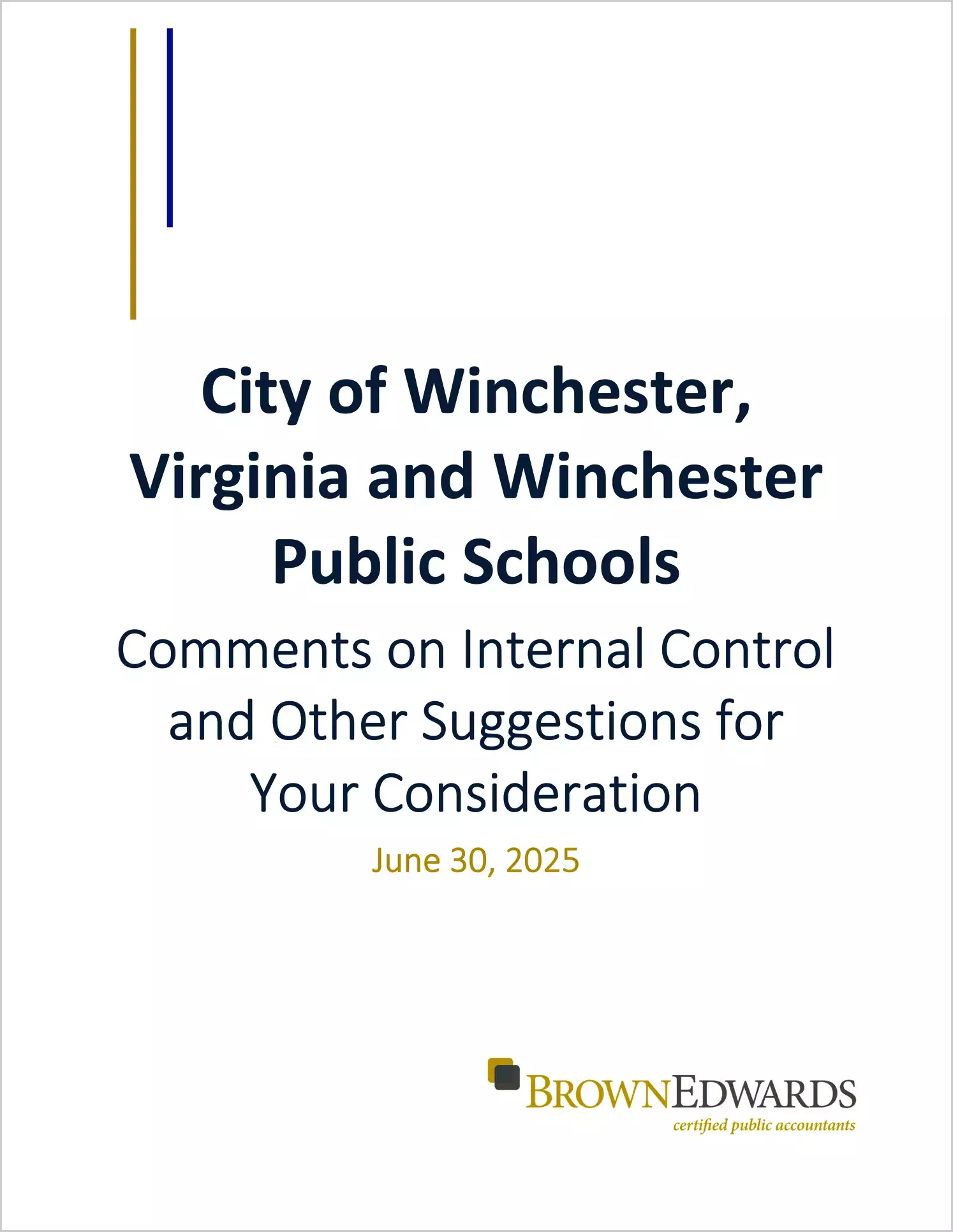 preview of 2025 Management Letter for City of Winchester