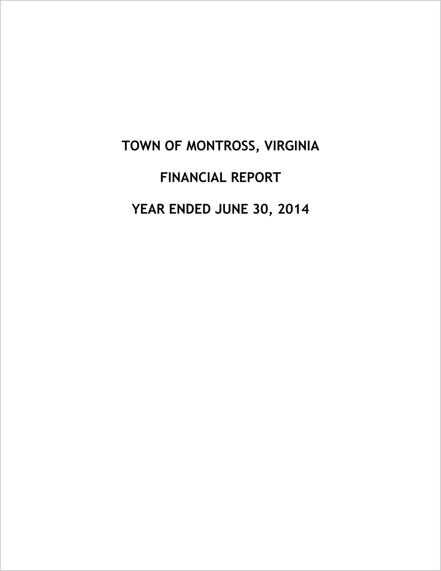 2014 Annual Financial Report for Town of Montross