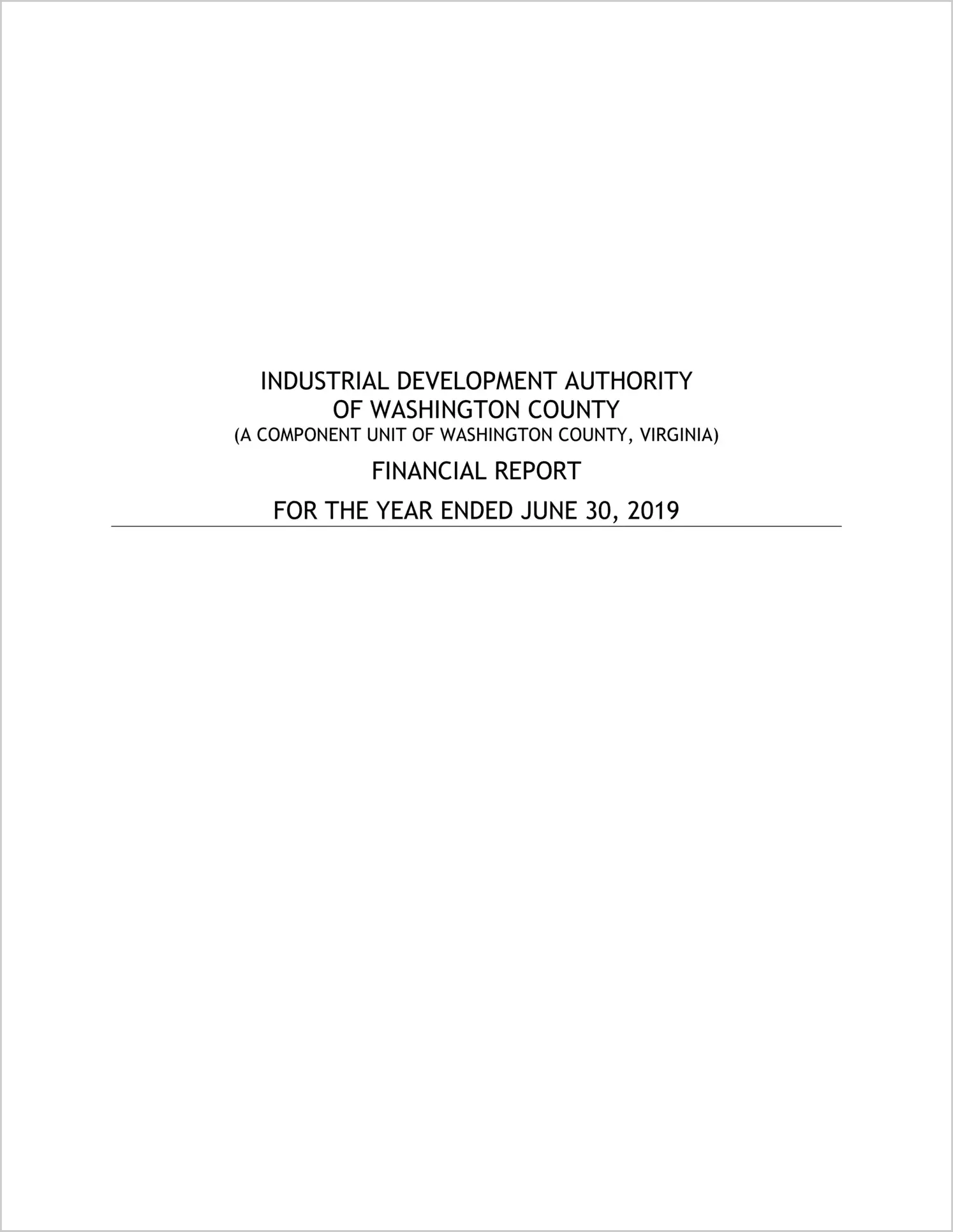 2019 ABC/Other Annual Financial Report  for Washington Industrial Development Authority