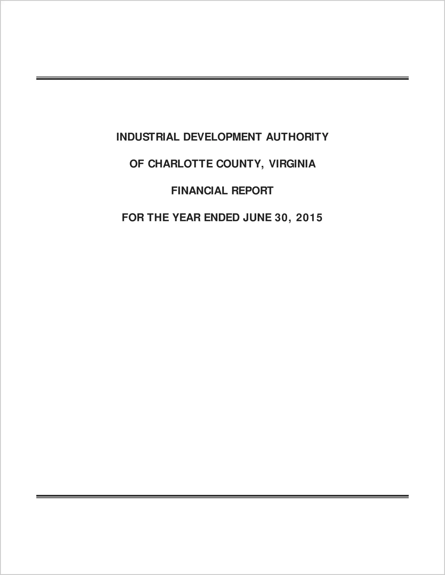 2015 ABC/Other Annual Financial Report  for Charlotte Industrial Development Authority