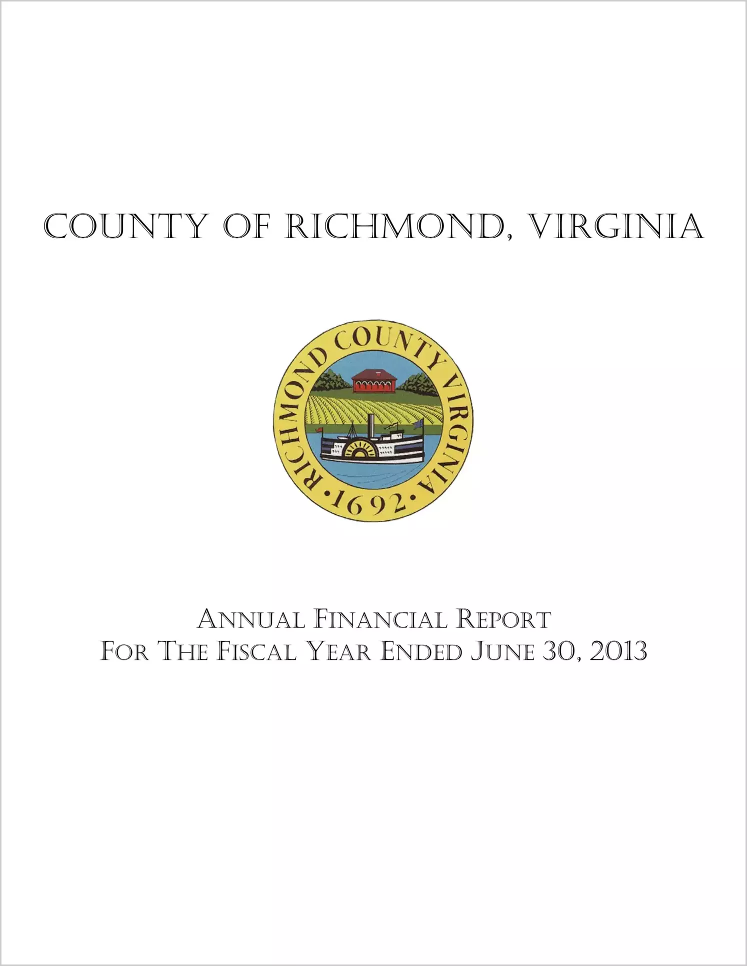2013 Annual Financial Report for County of Richmond