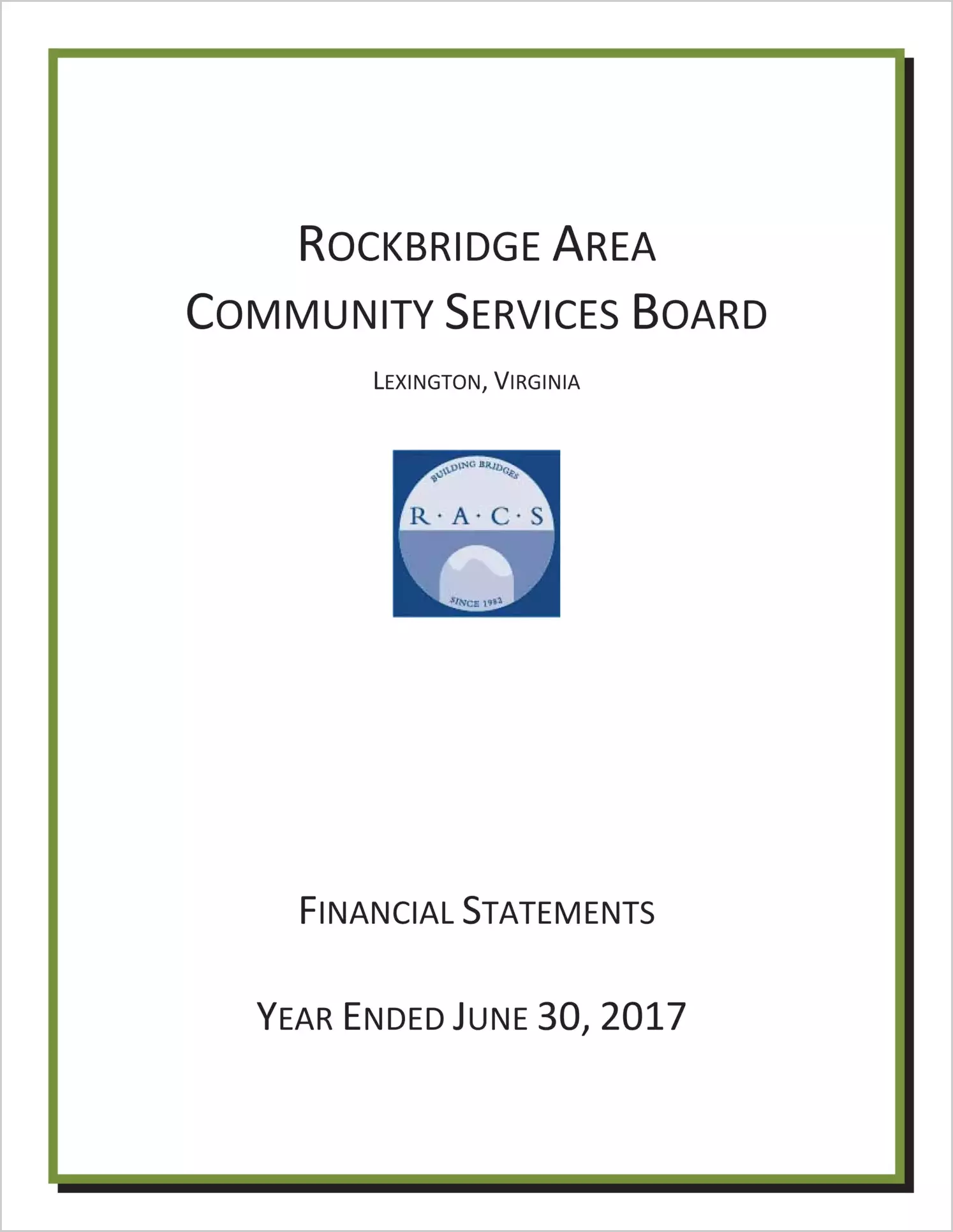 2017 ABC/Other Annual Financial Report  for Rockbridge Area Community Services Board