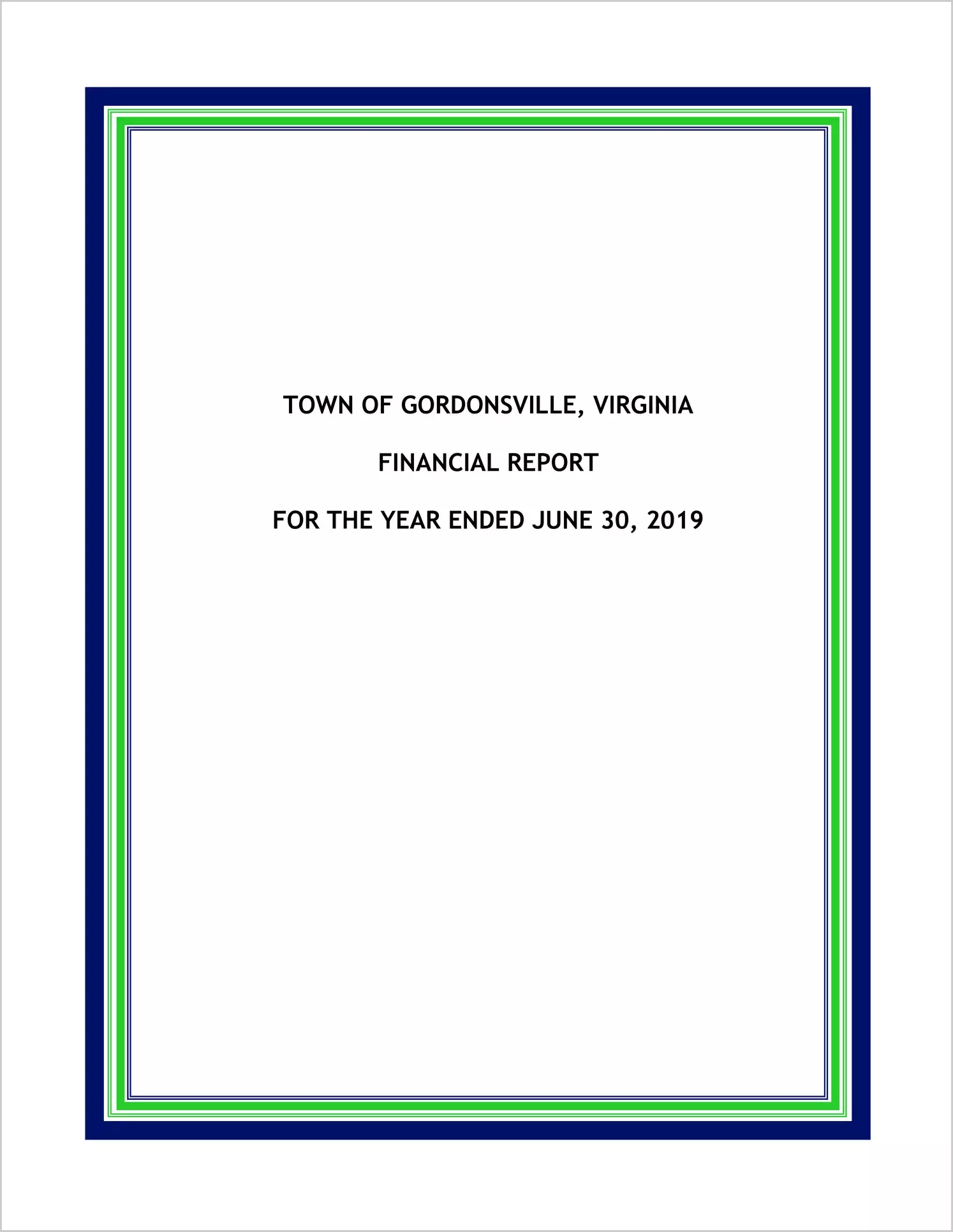 2019 Annual Financial Report for Town of Gordonsville