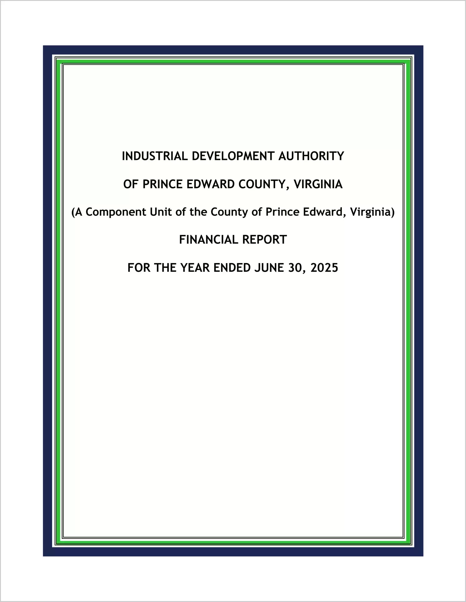preview of 2025 ABC/Other Annual Financial Report for Prince Edward Industrial Development Authority