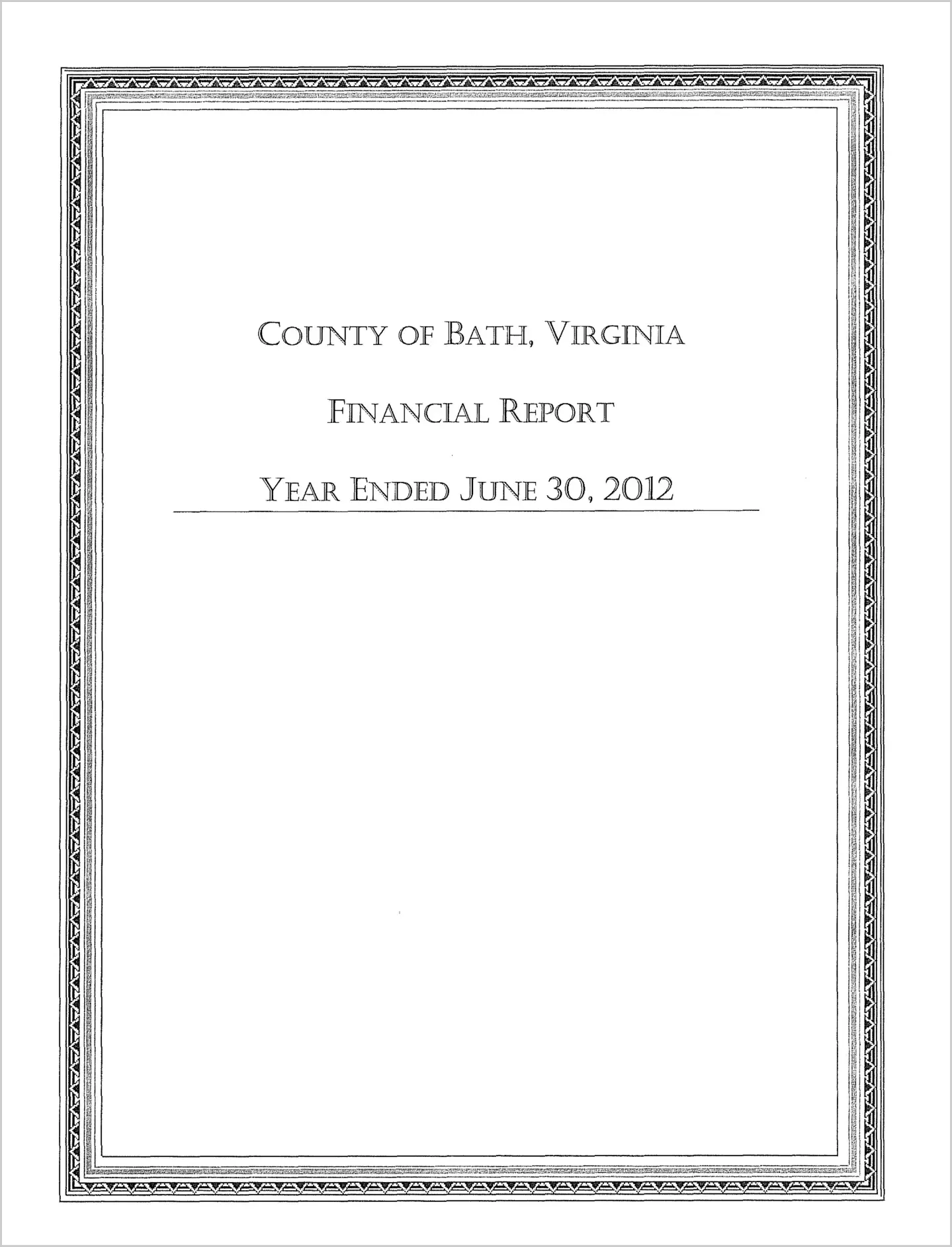 2012 Annual Financial Report for County of Bath