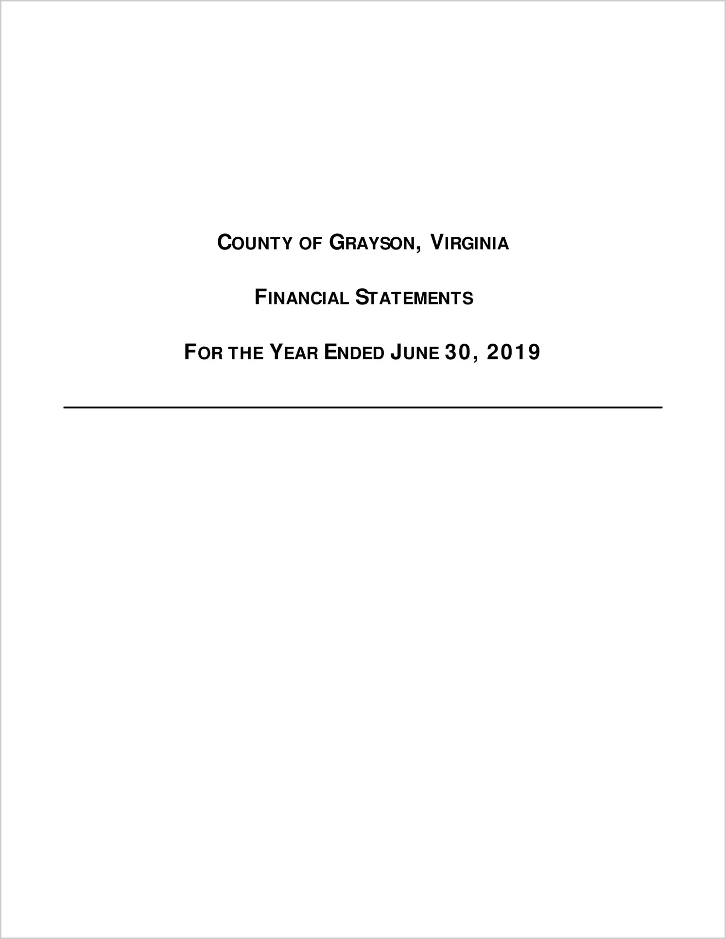 2019 Annual Financial Report for County of Grayson