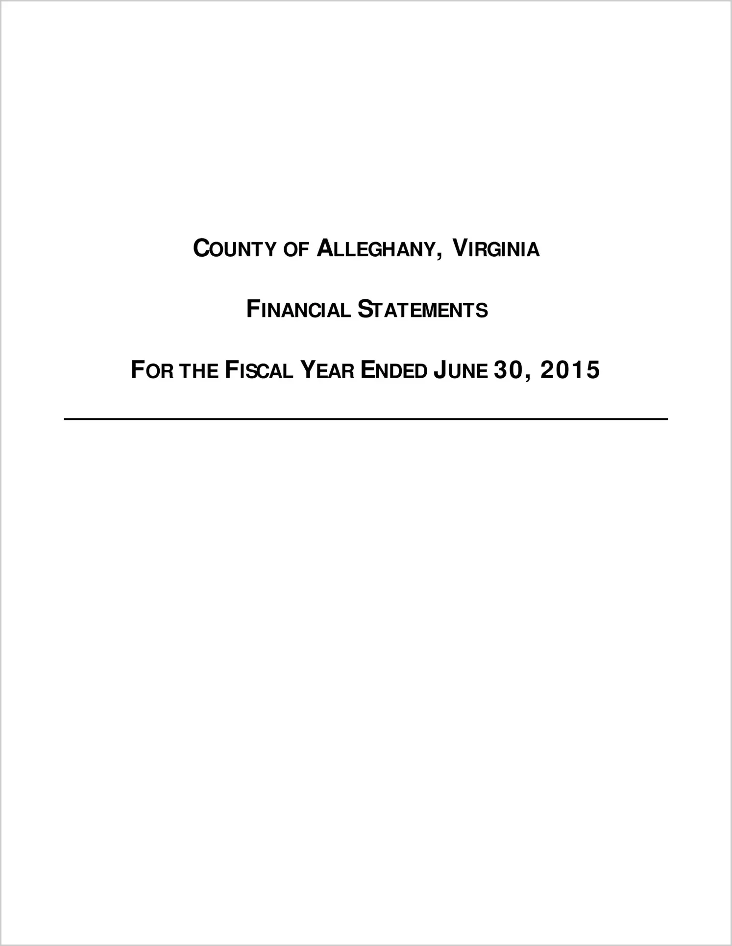 2015 Annual Financial Report for County of Alleghany