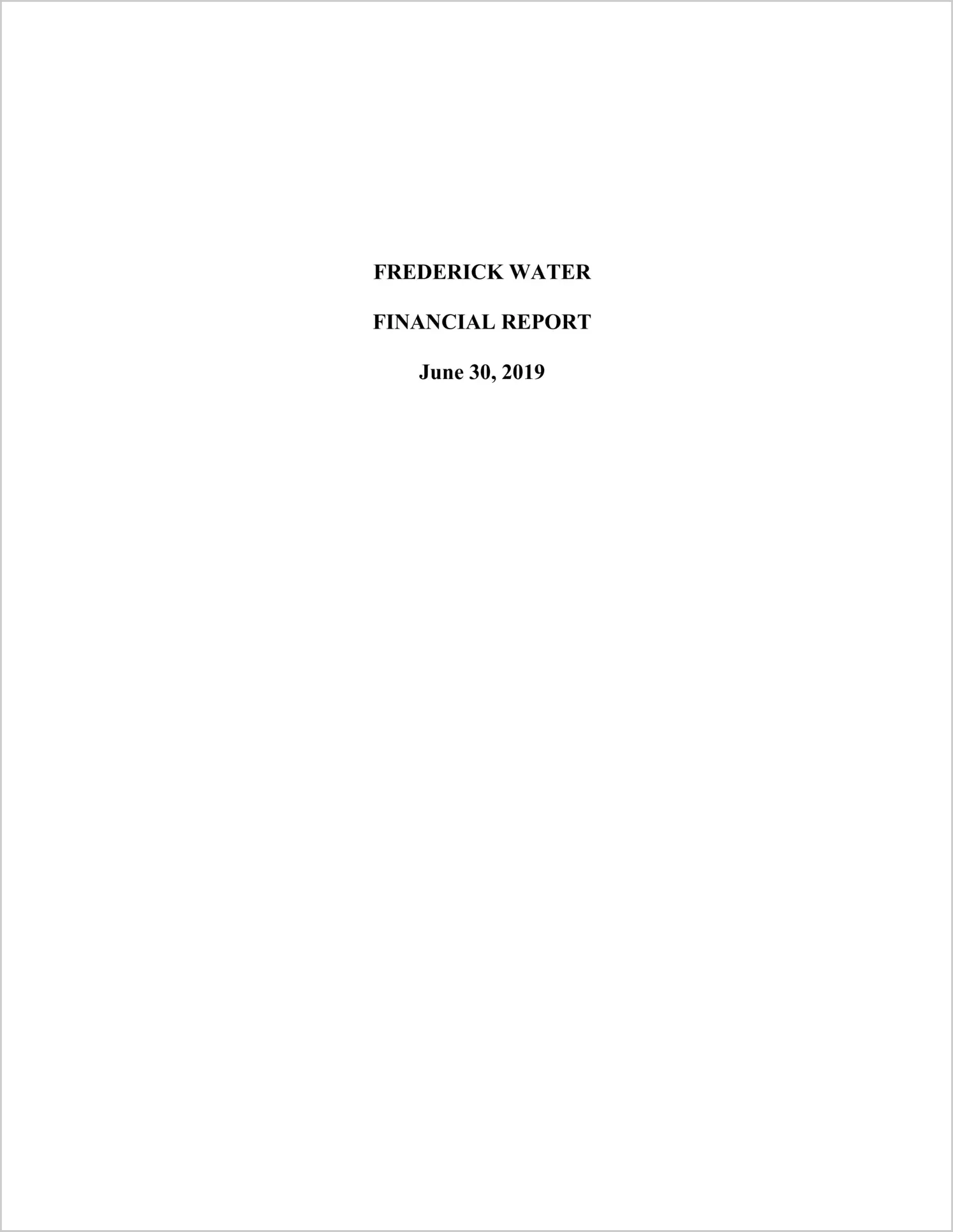 2019 ABC/Other Annual Financial Report  for Frederick Water Authority