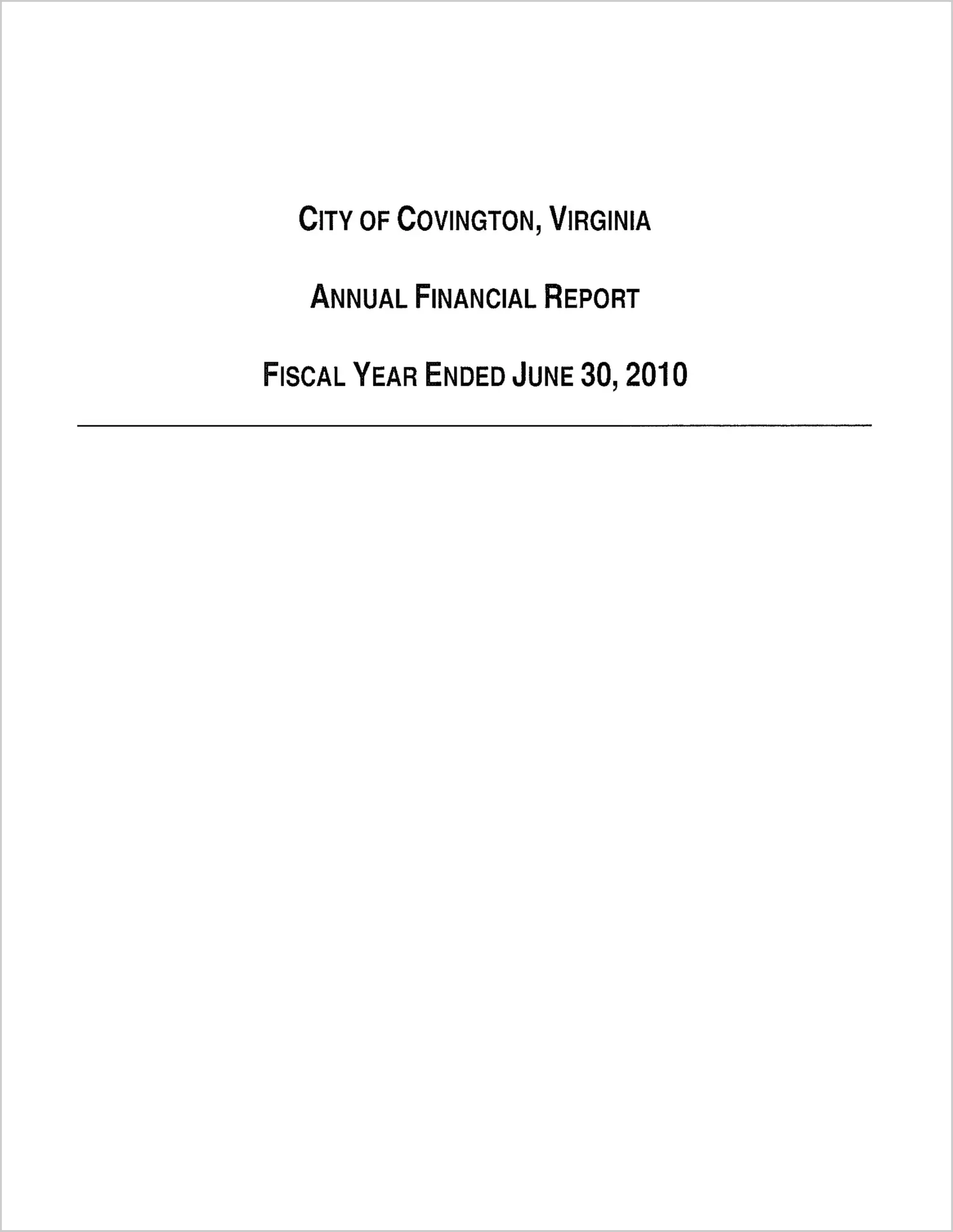 2010 Annual Financial Report for City of Covington