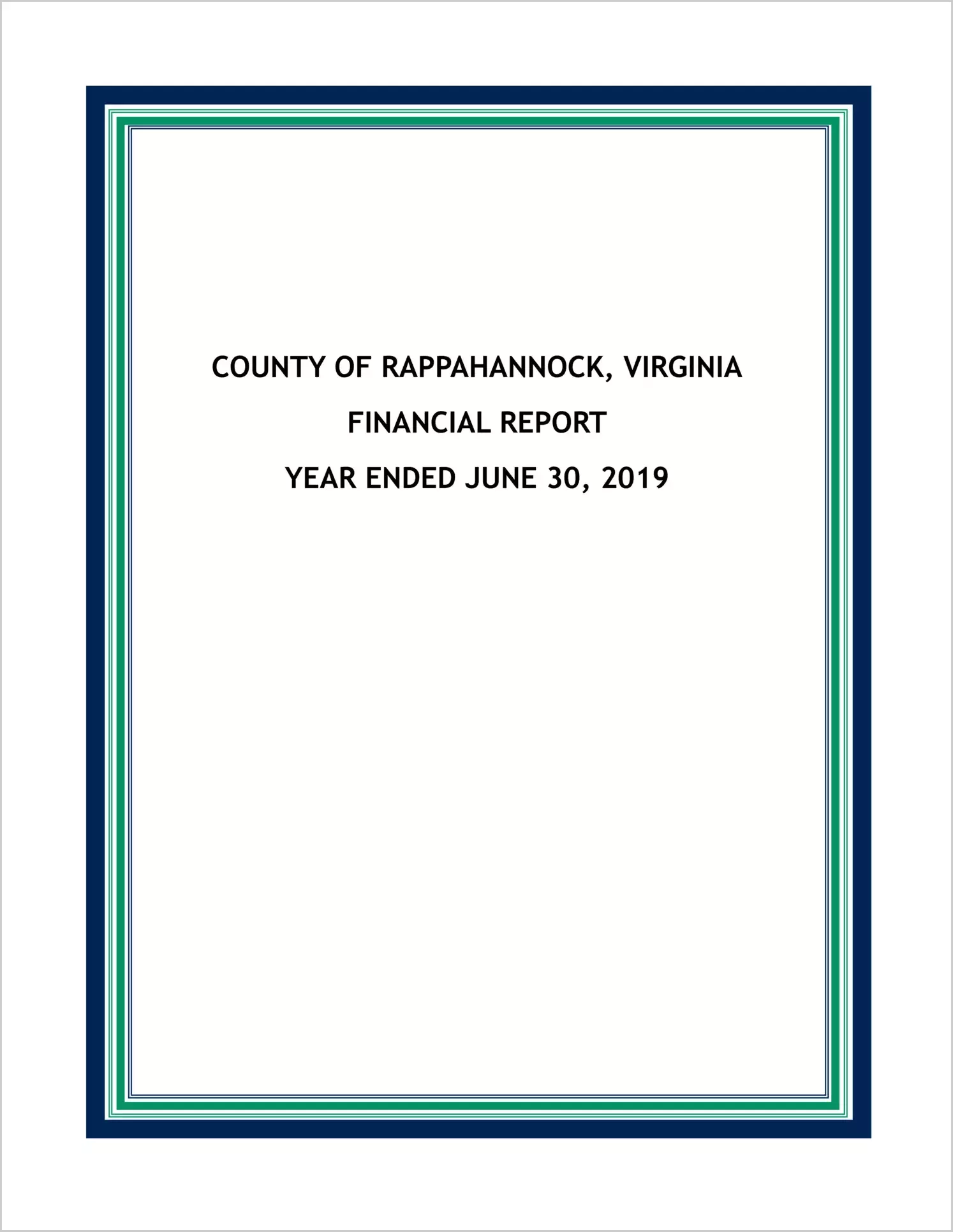 2019 Annual Financial Report for County of Rappahannock