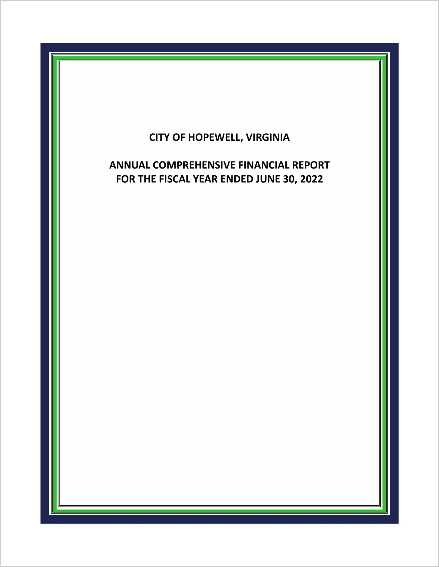 2022 Annual Financial Report for City of Hopewell