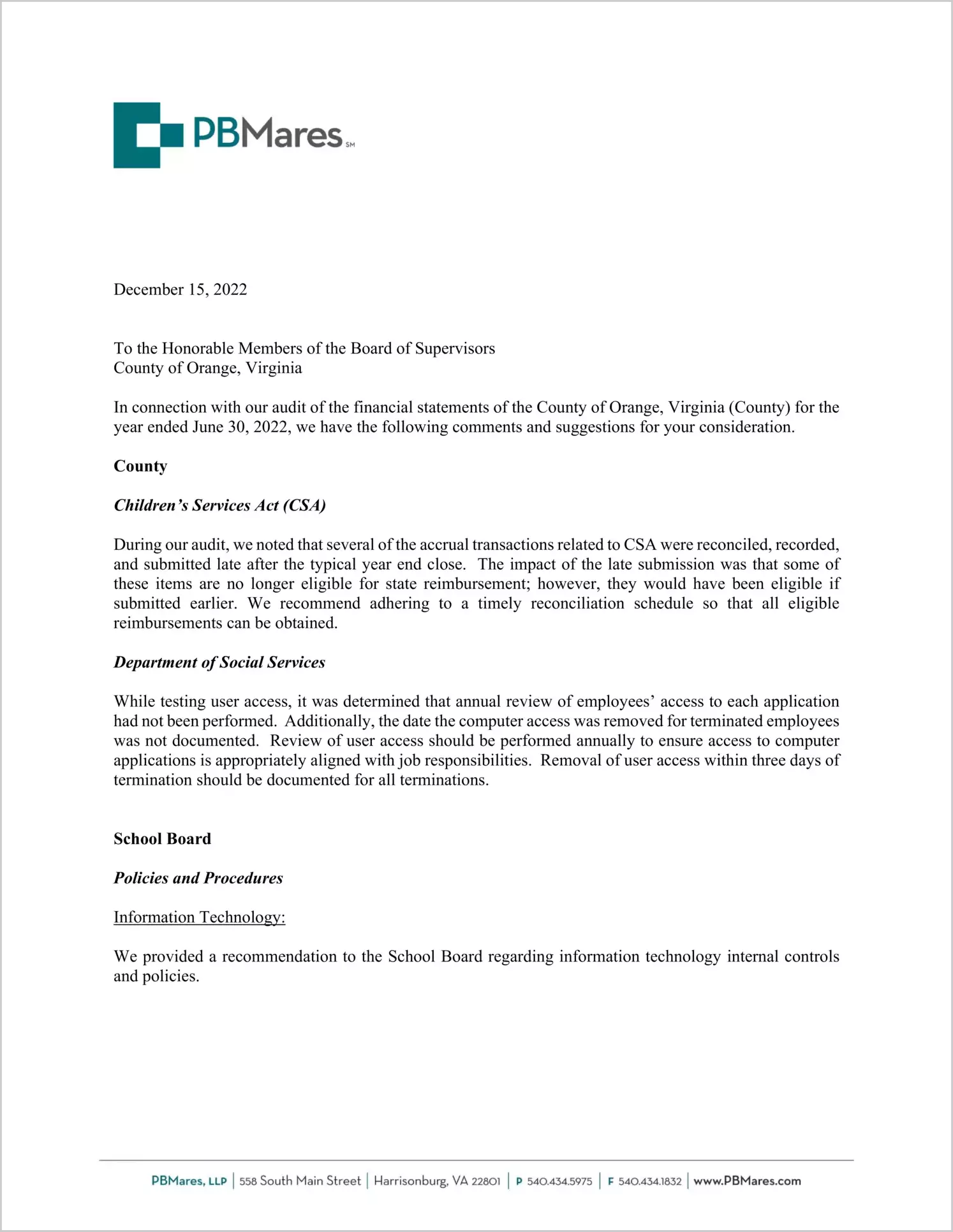 preview of 2022 Management Letter for County of Orange