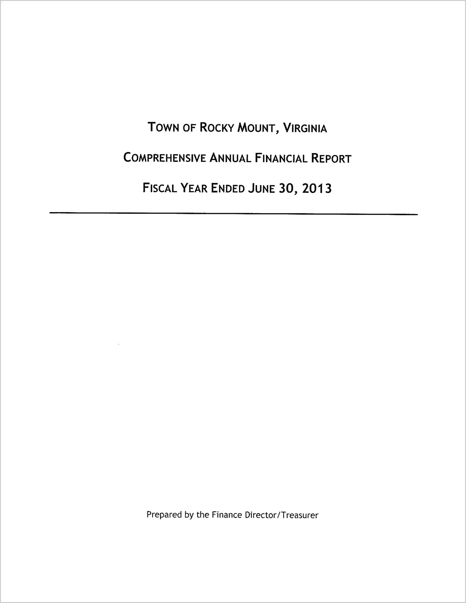 2013 Annual Financial Report for Town of Rocky Mount