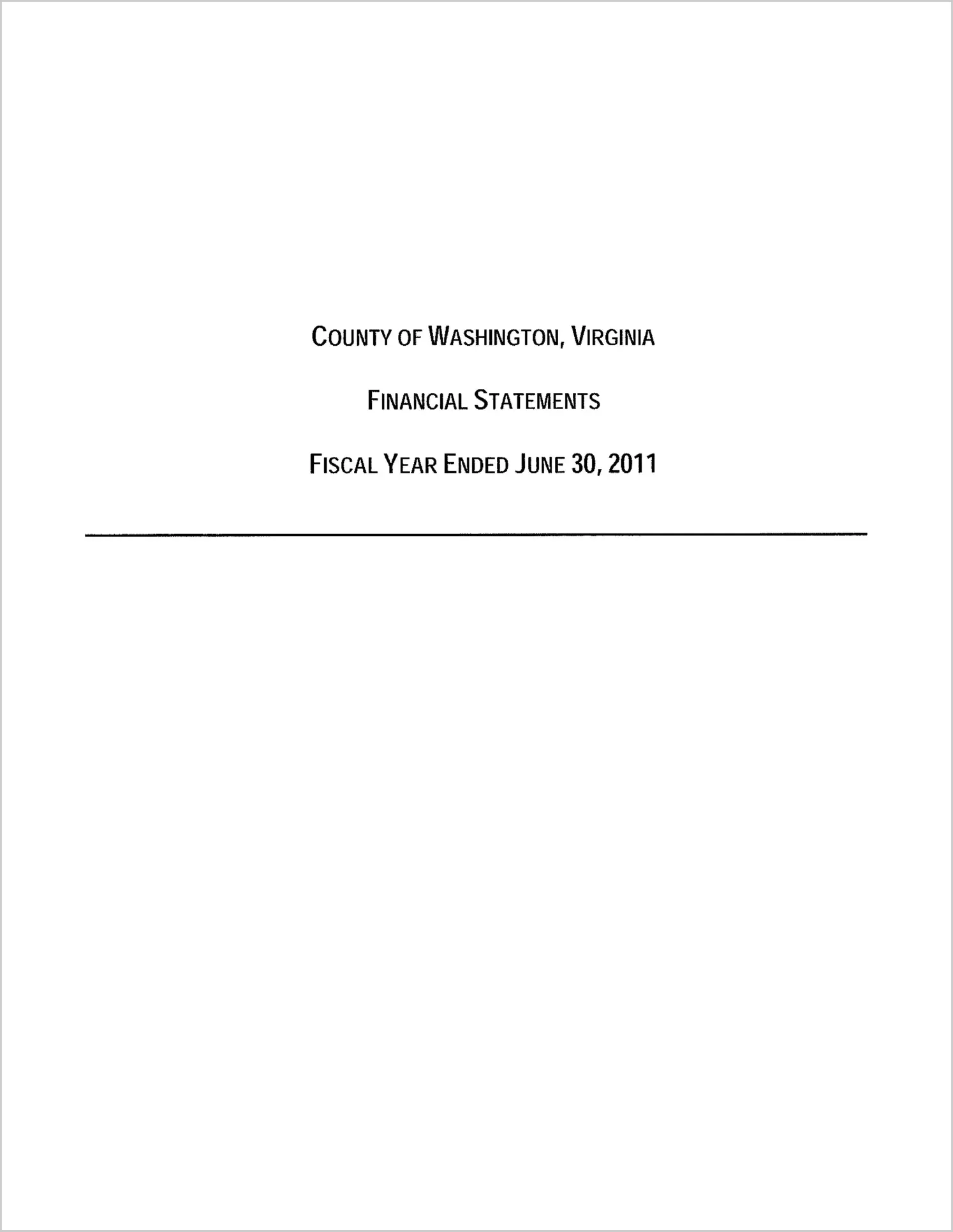 2011 Annual Financial Report for County of Washington