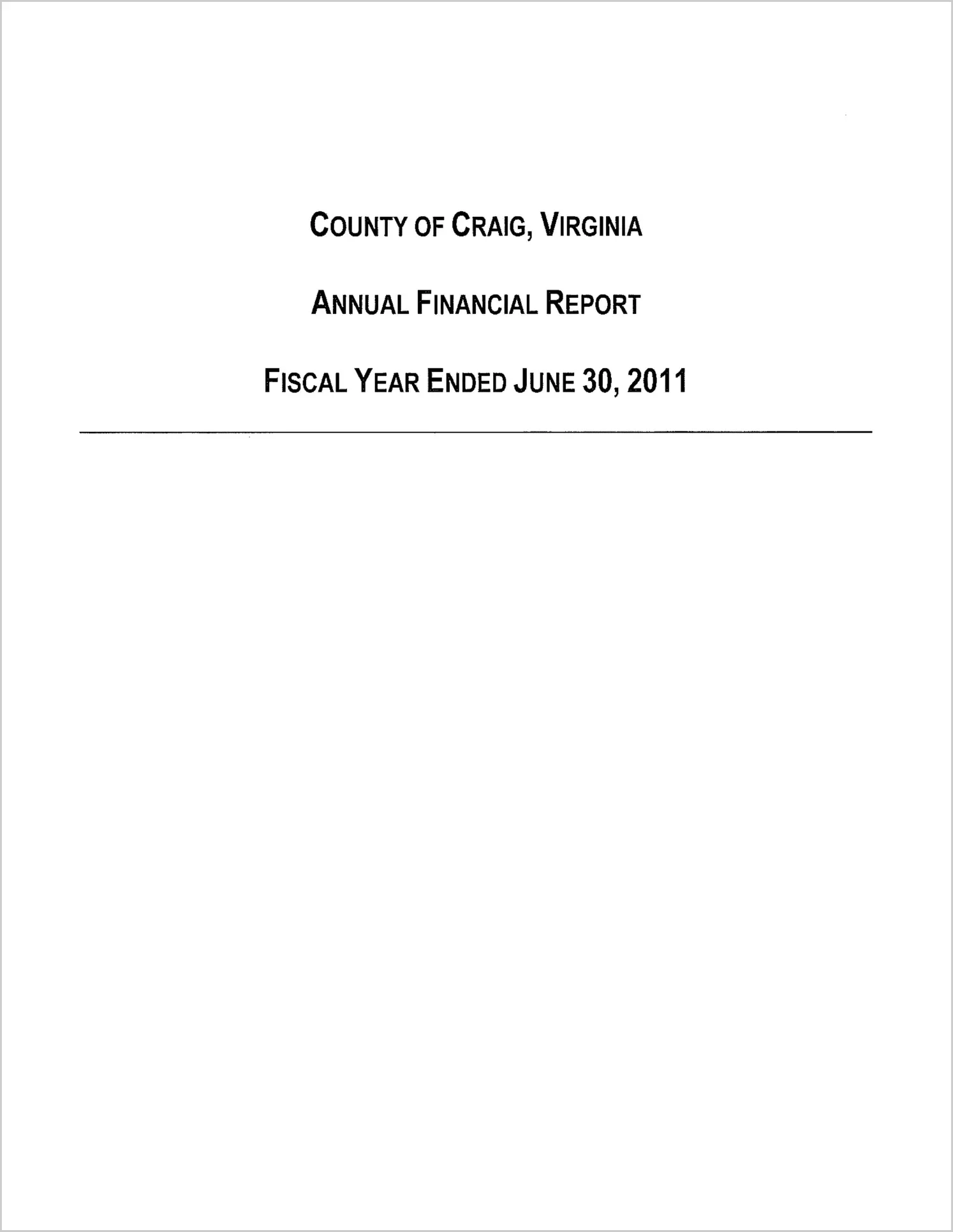 2011 Annual Financial Report for County of Craig