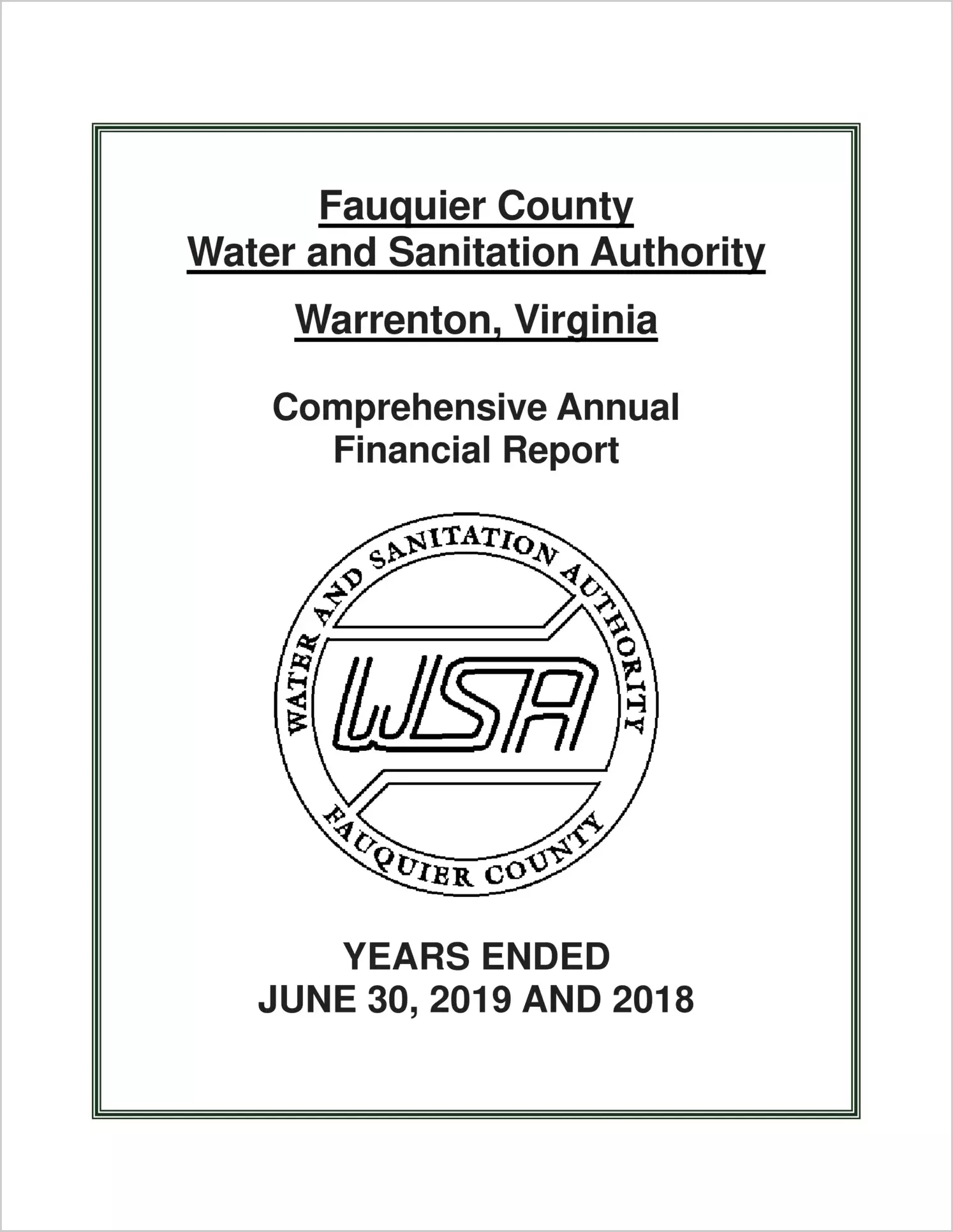 2019 ABC/Other Annual Financial Report  for Fauquier Water and Sanitation Authority