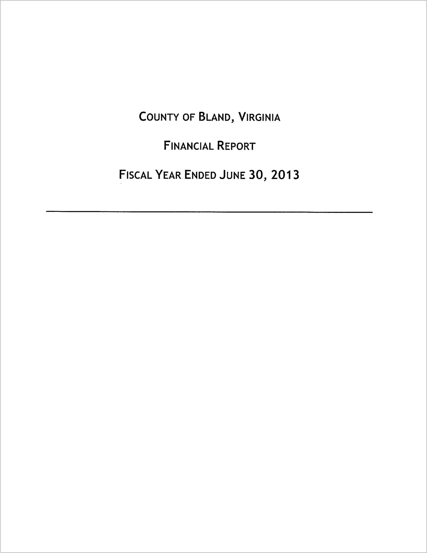 2013 Annual Financial Report for County of Bland
