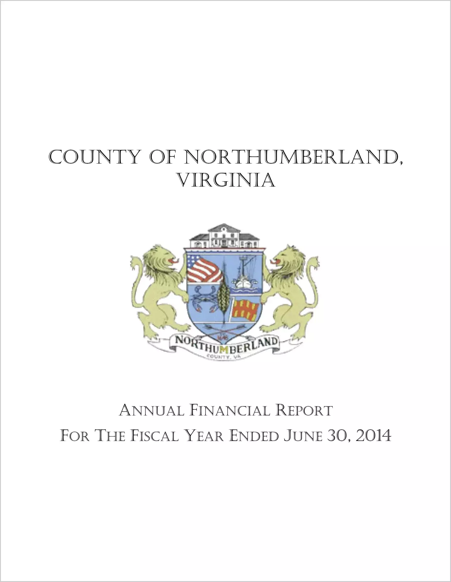 2014 Annual Financial Report for County of Northumberland