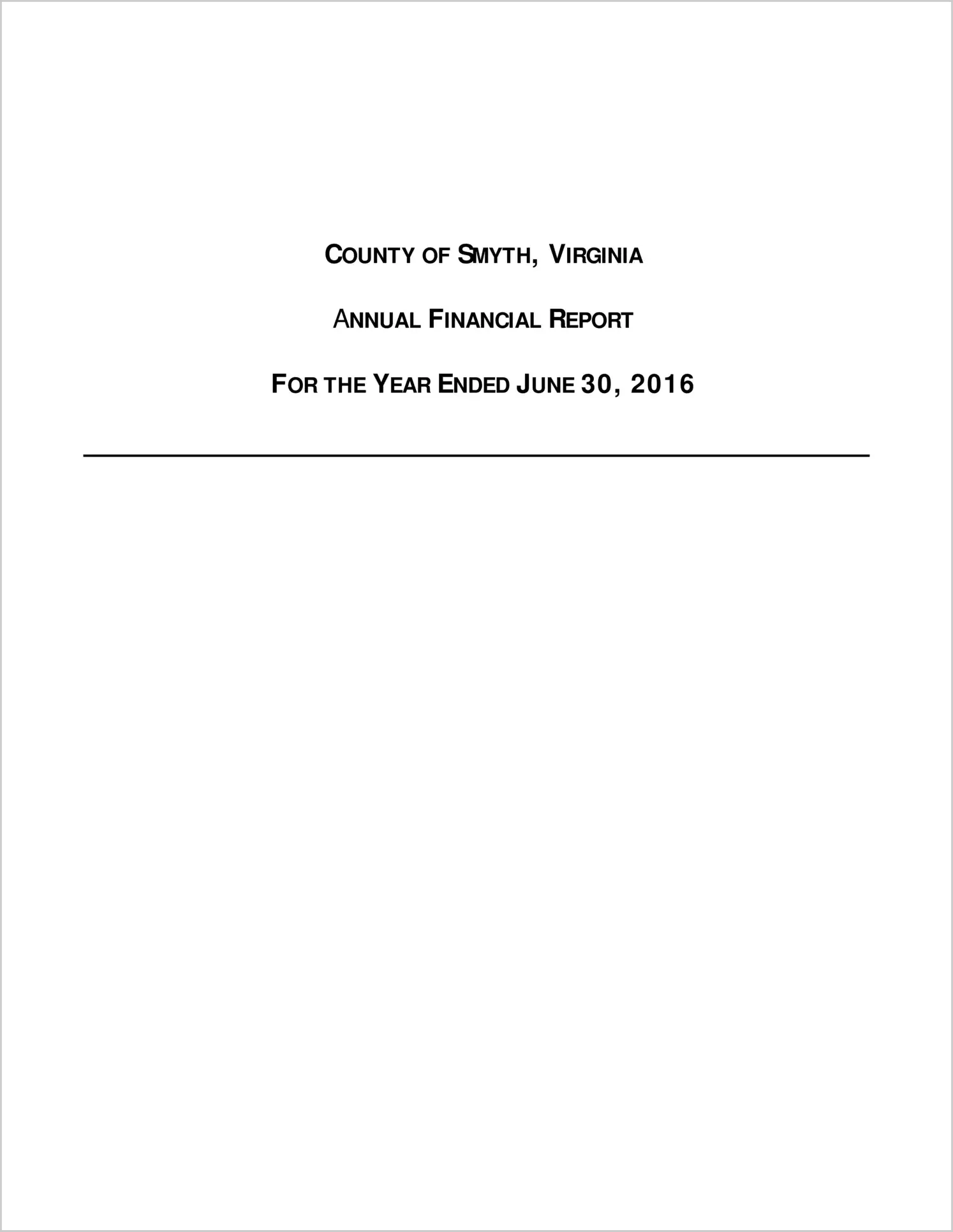 2016 Annual Financial Report for County of Smyth