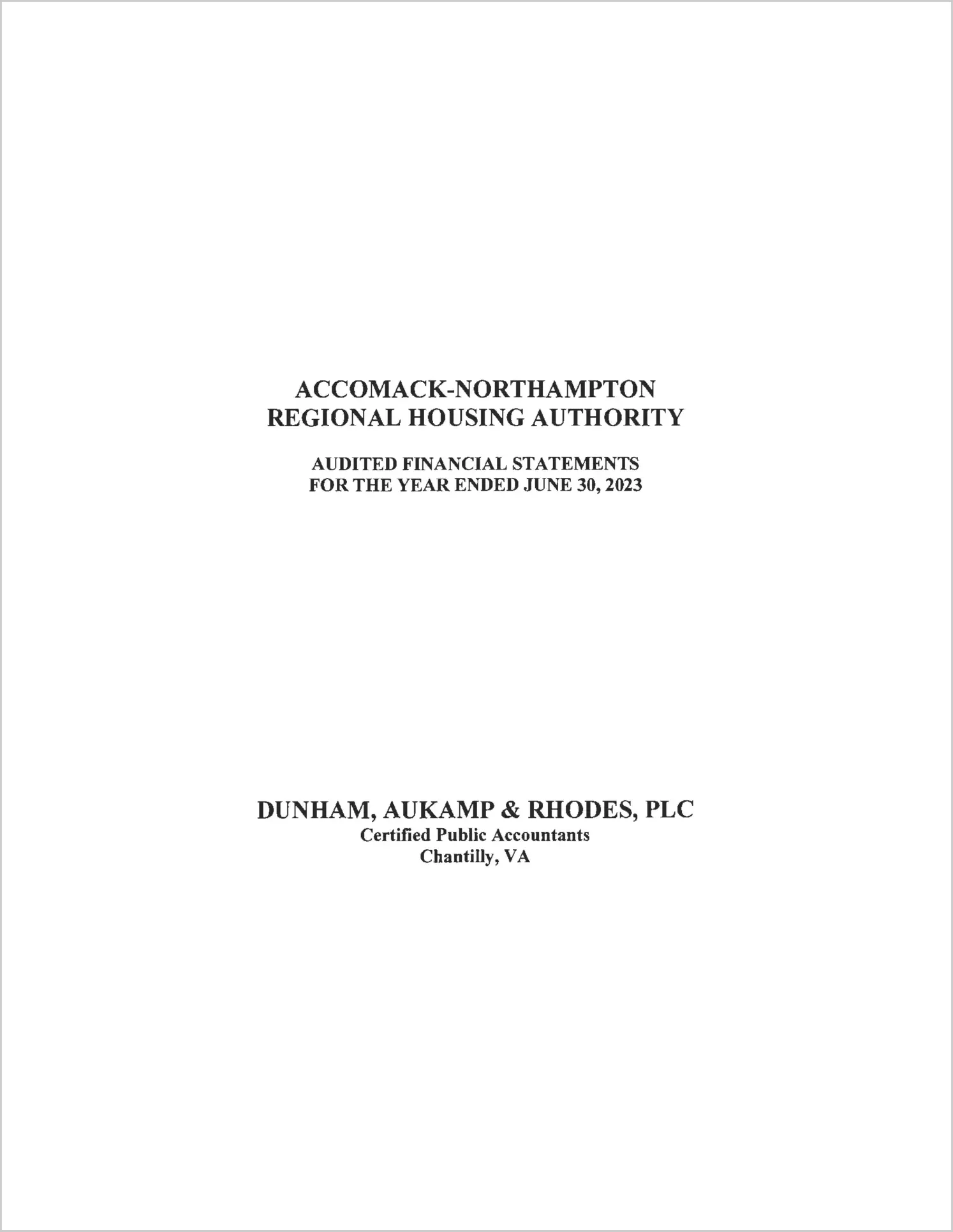 preview of 2023 ABC/Other Annual Financial Report for Accomack-Northampton Regional Housing Authority
