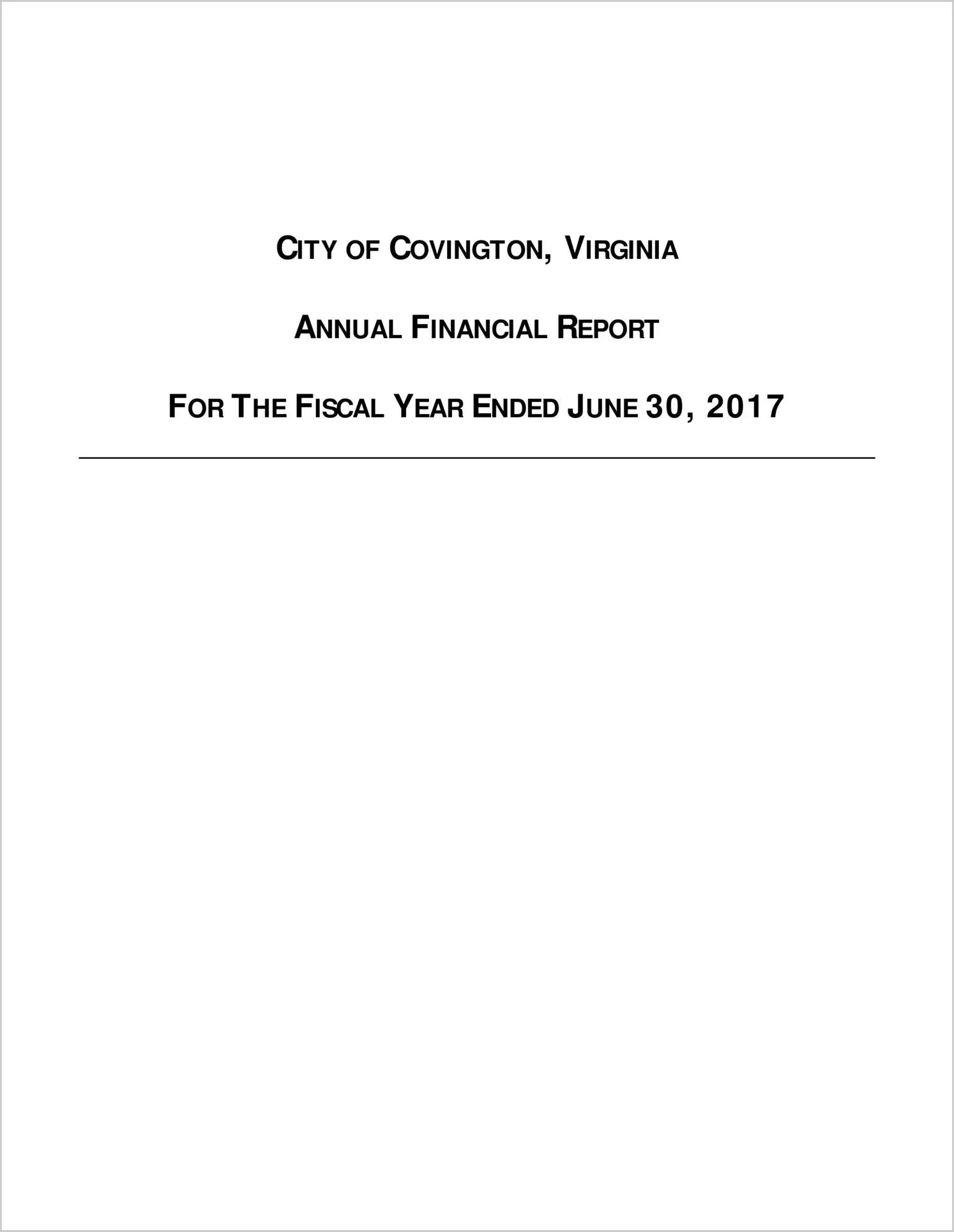 2017 Annual Financial Report for City of Covington