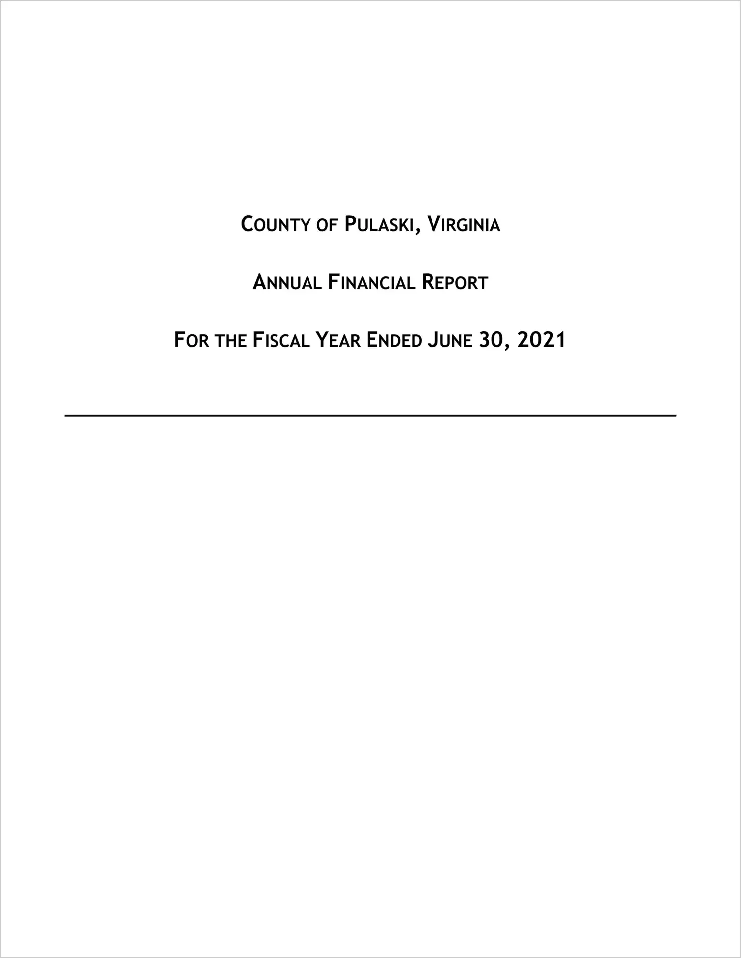 2021 Annual Financial Report for County of Pulaski