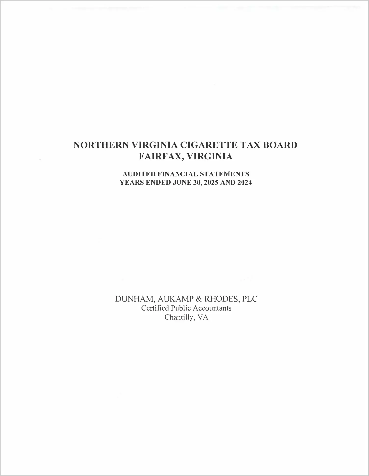 preview of 2025 ABC/Other Annual Financial Report for Northern Virginia Cigarette Tax Board