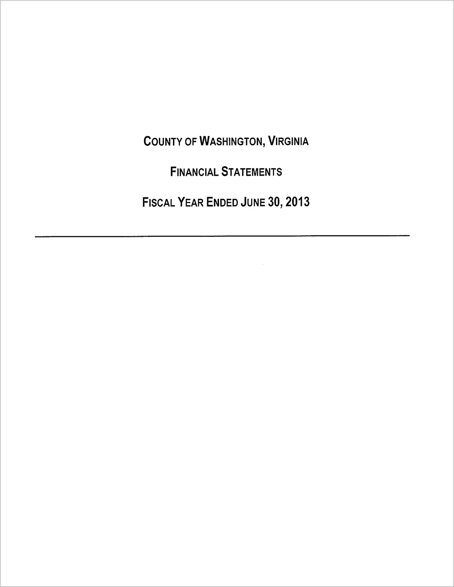 2013 Annual Financial Report for County of Washington