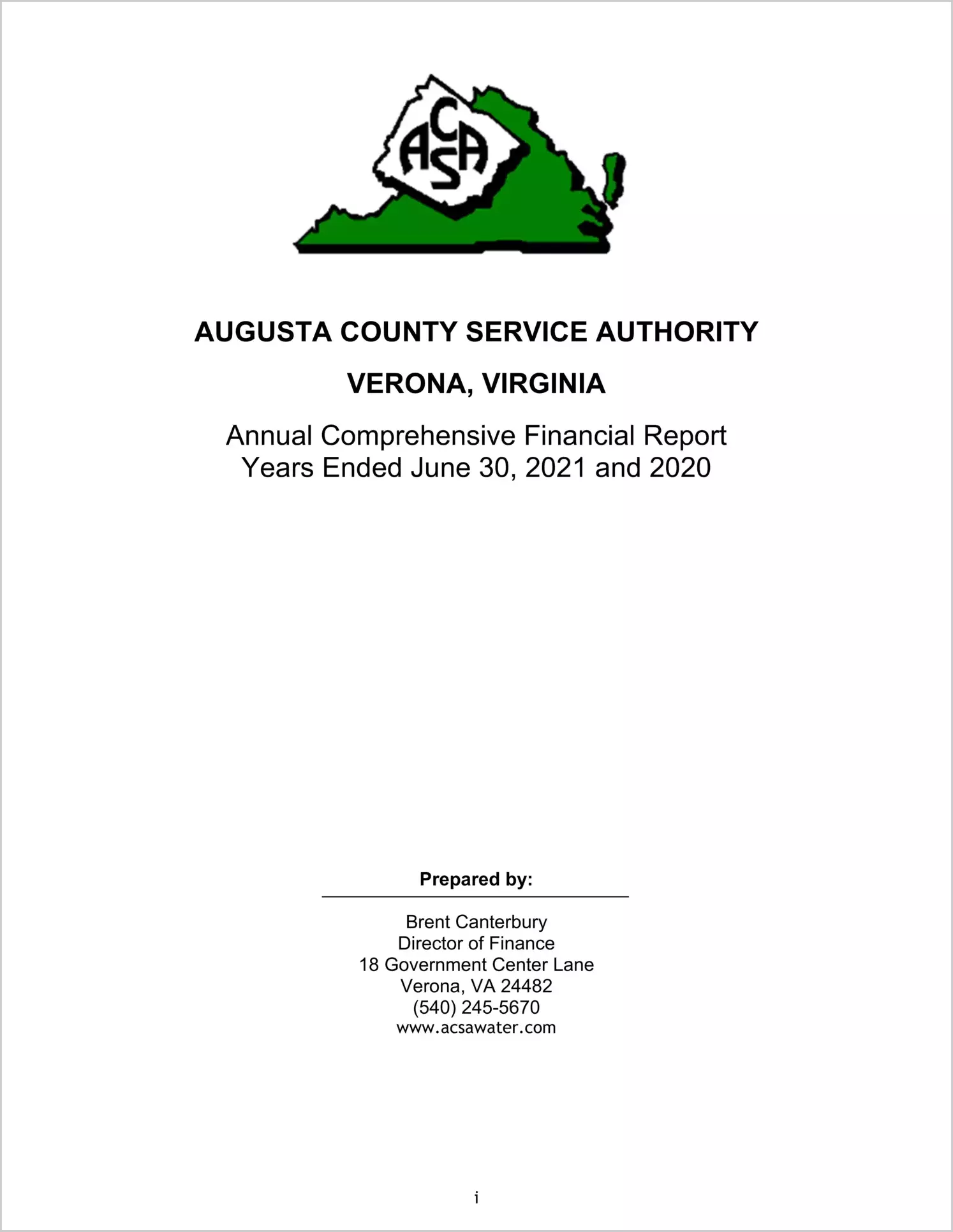 2021 ABC/Other Annual Financial Report  for Augusta County Service Authority