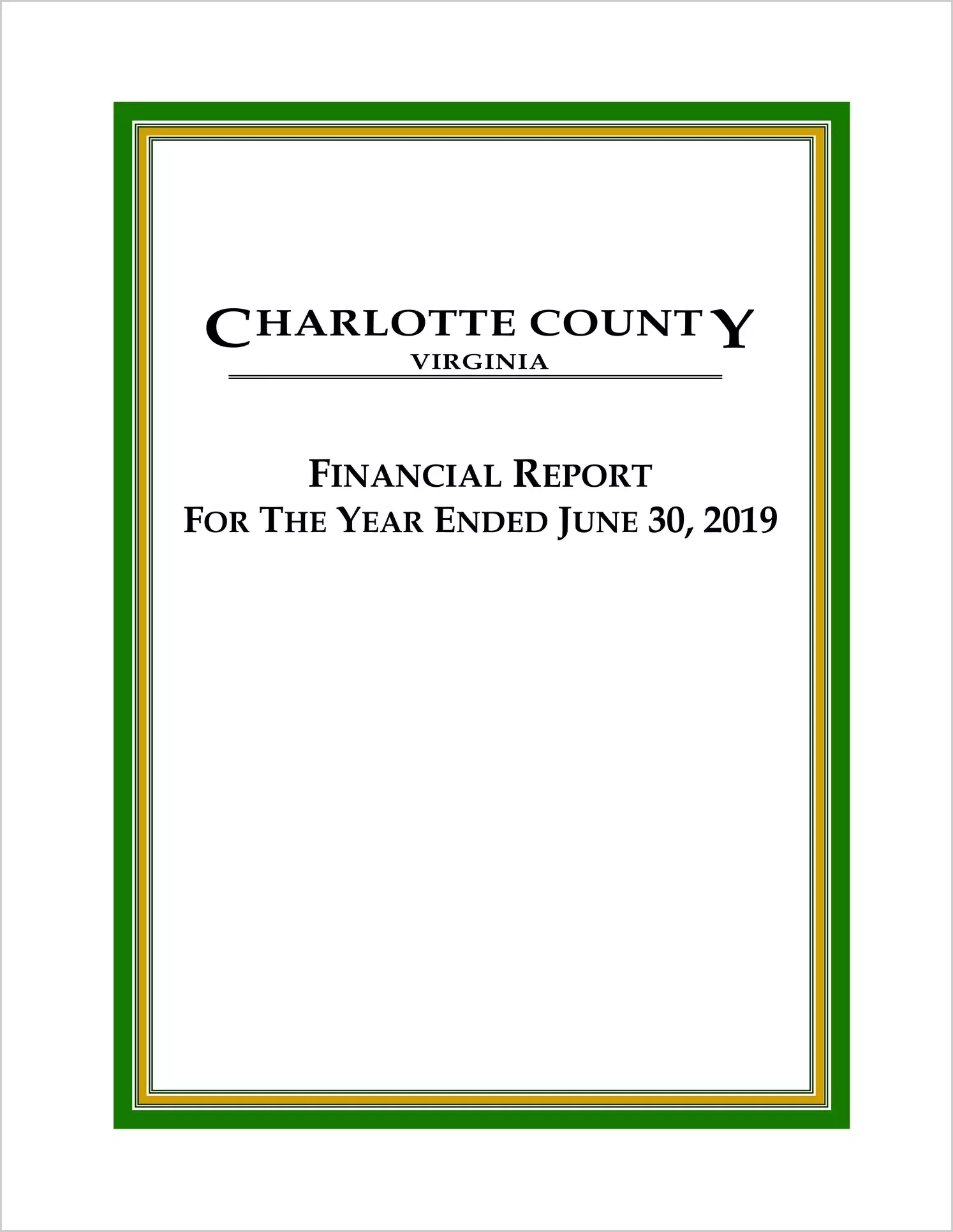 2019 Annual Financial Report for County of Charlotte