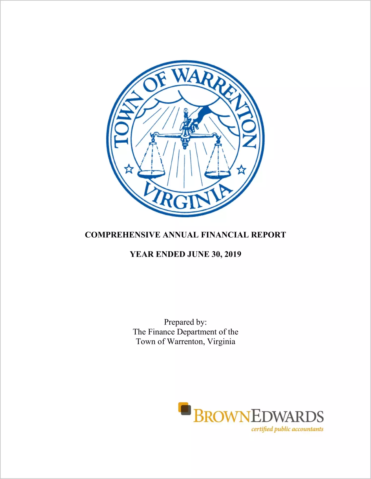 2019 Annual Financial Report for Town of Warrenton