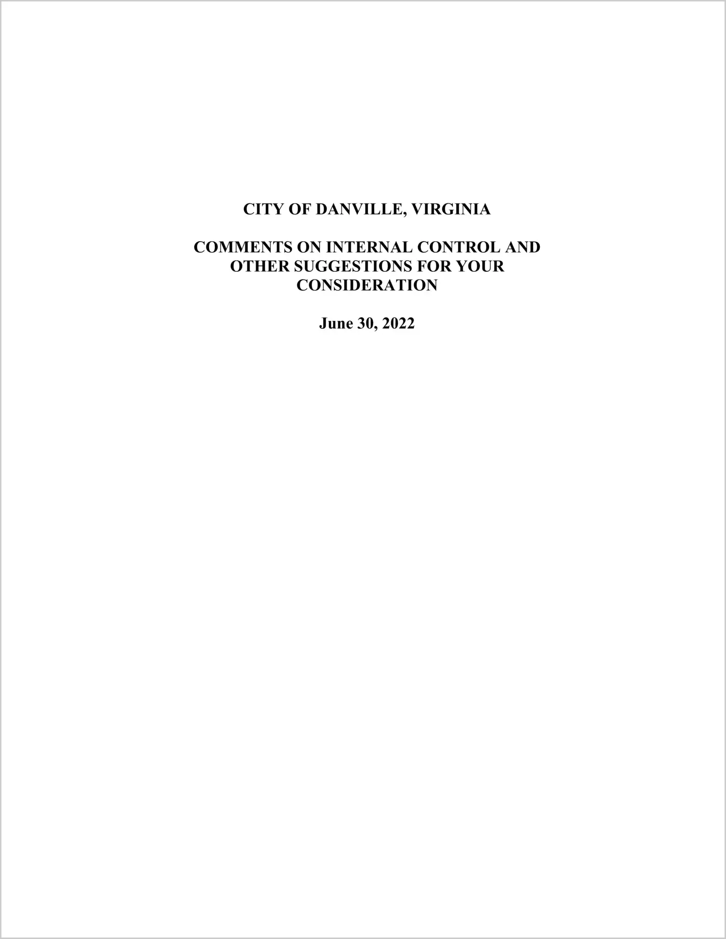 preview of 2022 Management Letter for City of Danville