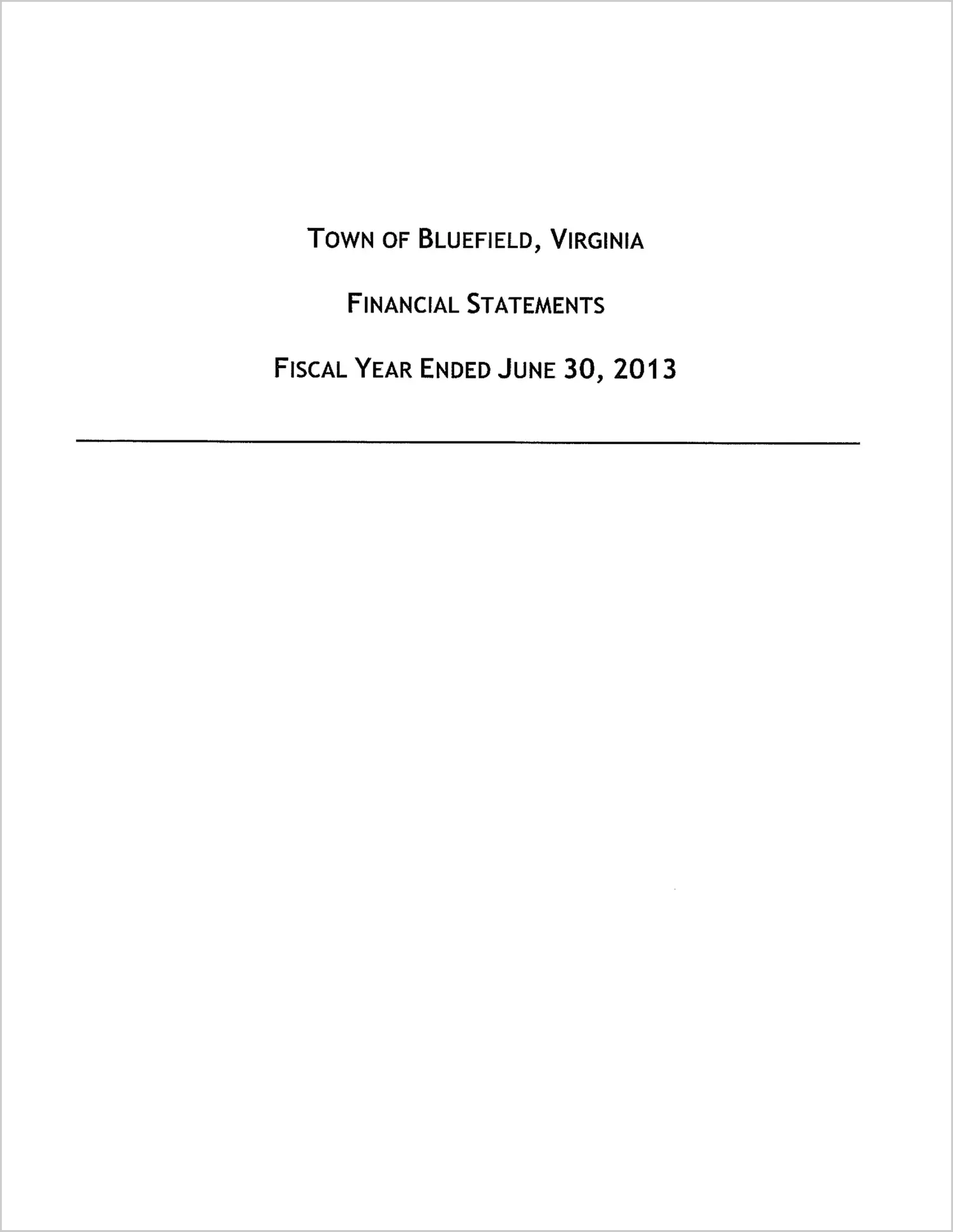 2013 Annual Financial Report for Town of Bluefield