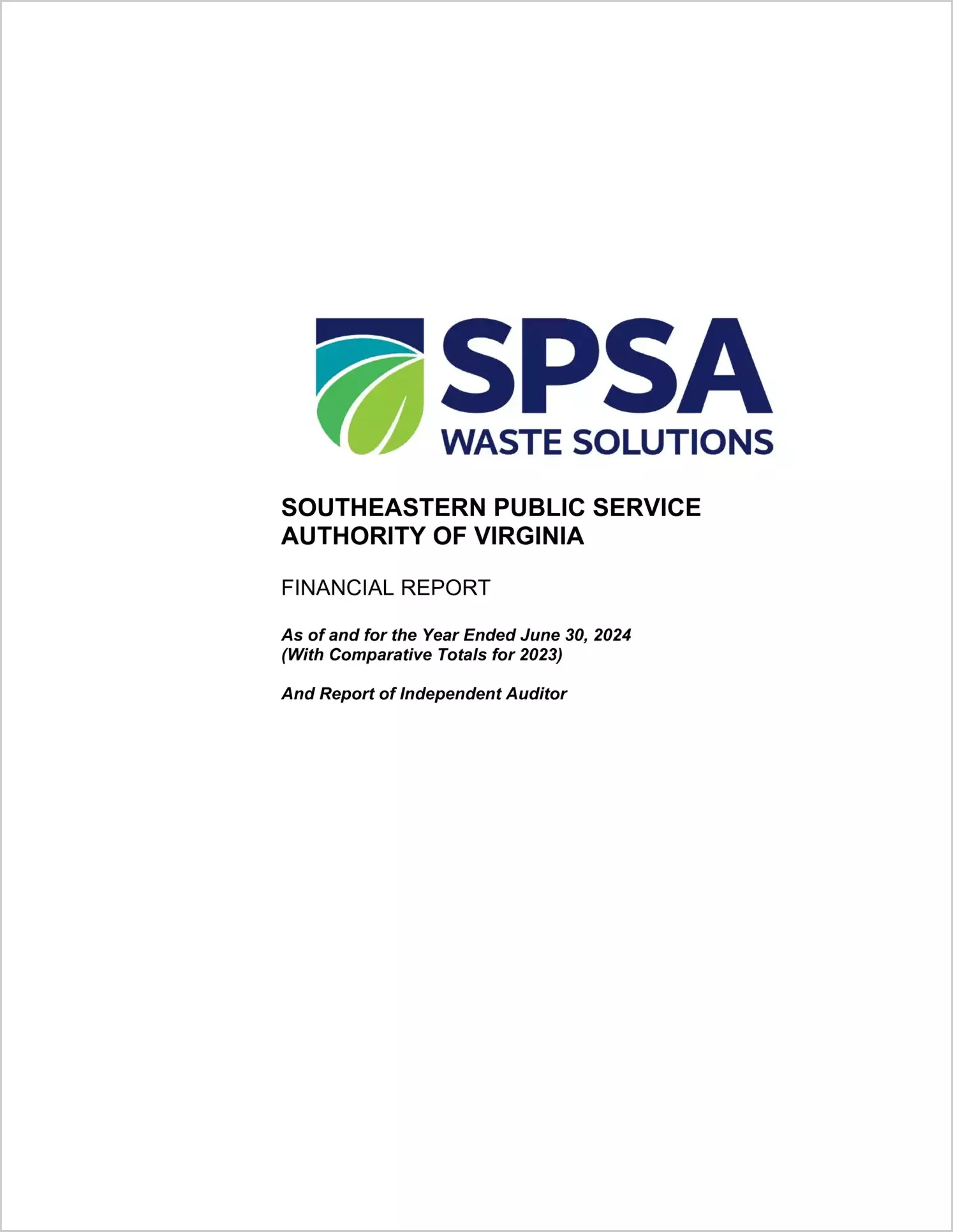 preview of 2024 ABC/Other Annual Financial Report for Southeastern Public Service Authority