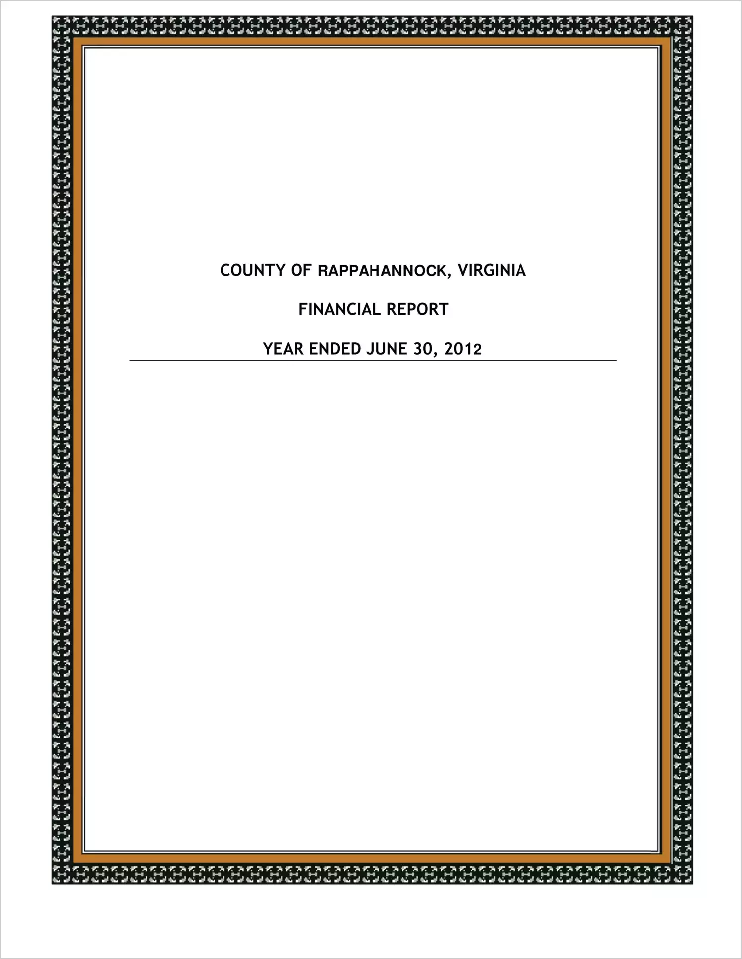 2012 Annual Financial Report for County of Rappahannock