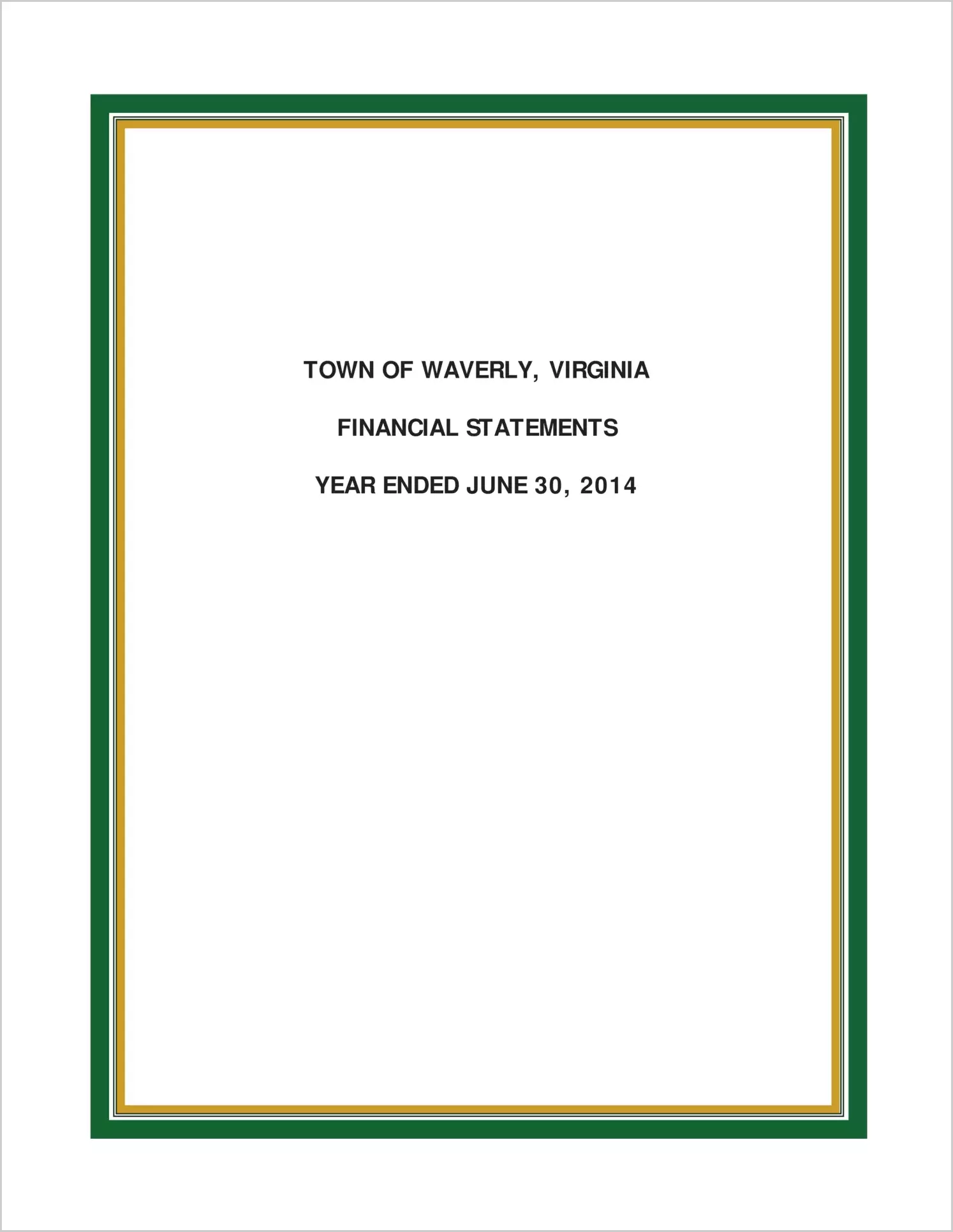 2014 Annual Financial Report for Town of Waverly