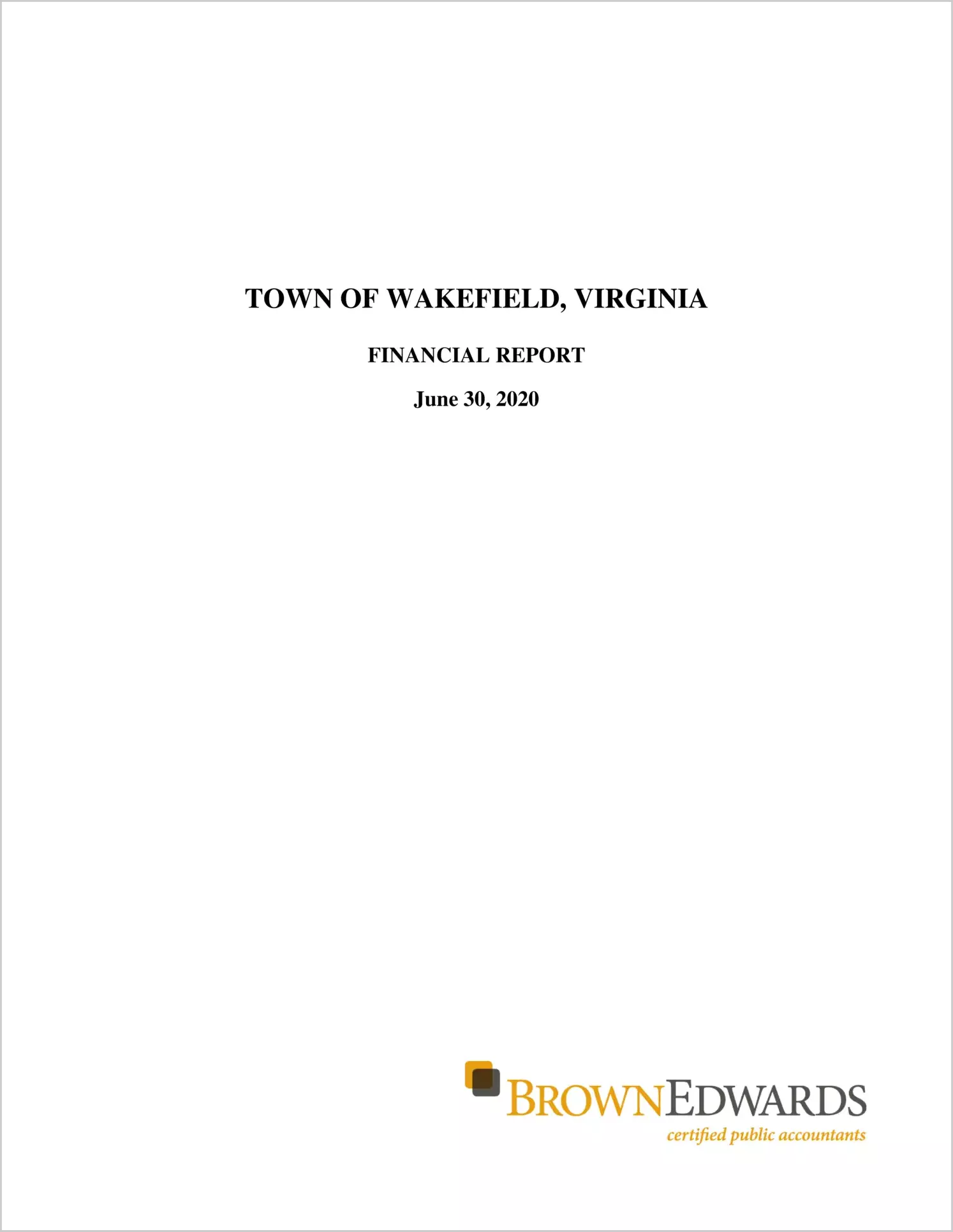 2020 Annual Financial Report-Small Town for Town of Wakefield