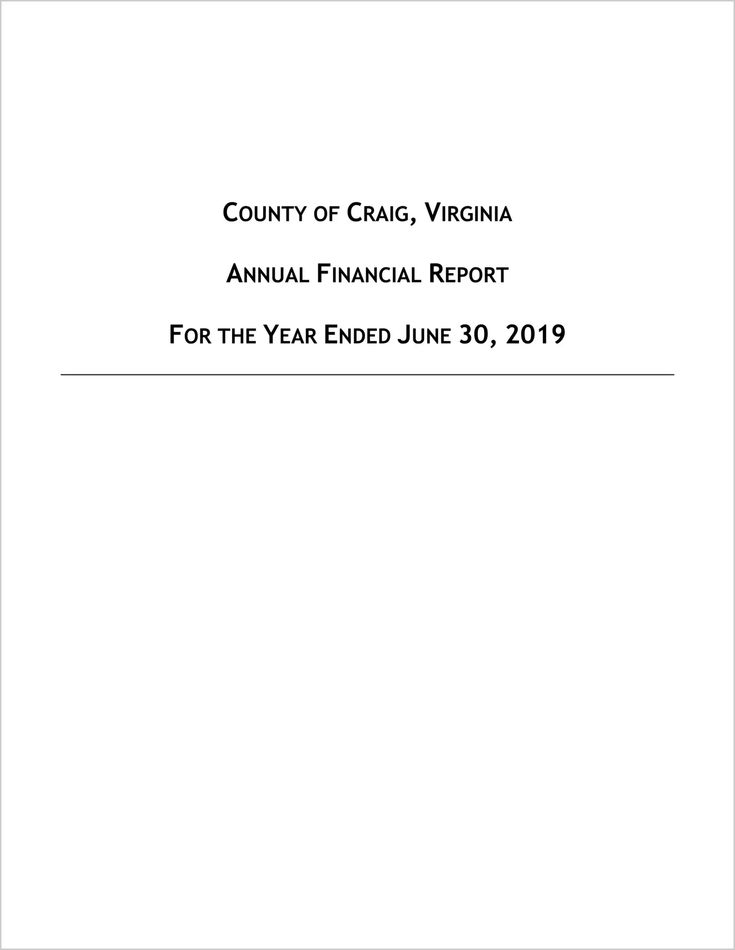 2019 Annual Financial Report for County of Craig