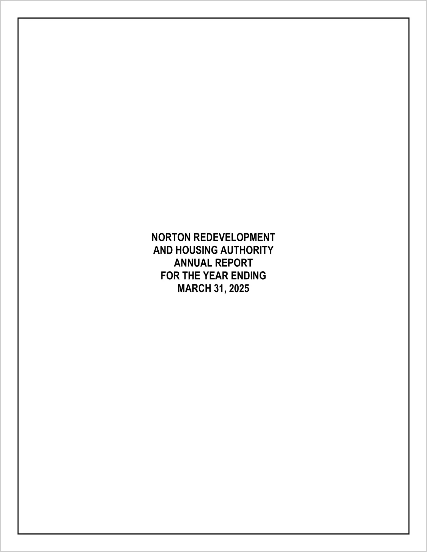 preview of 2025 ABC/Other Annual Financial Report for Norton Redevelopment and Housing Authority