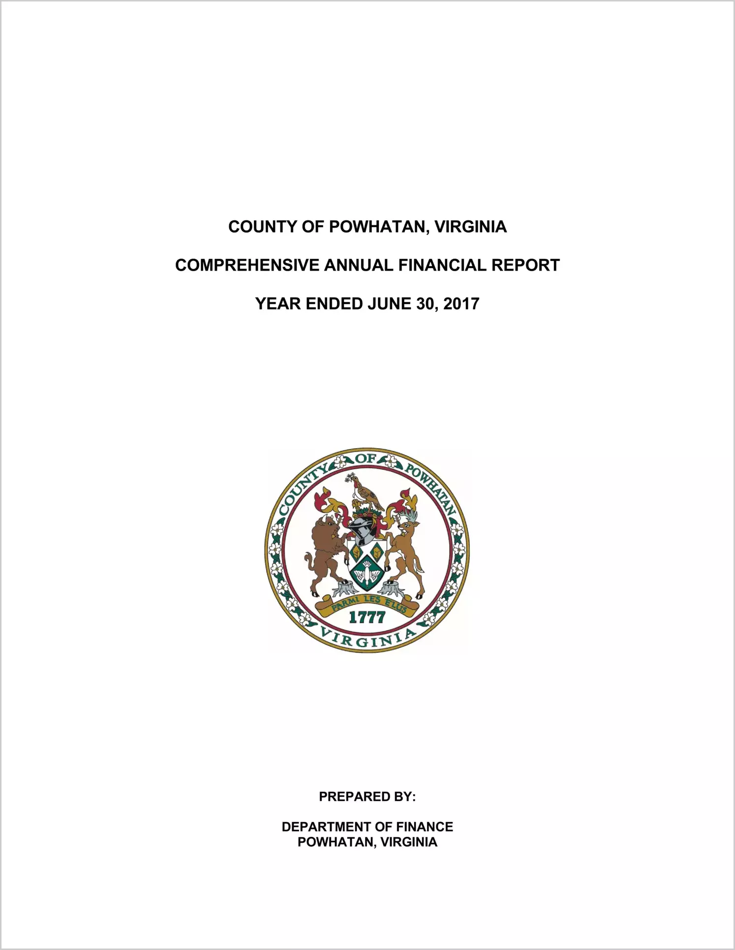 2017 Annual Financial Report for County of Powhatan
