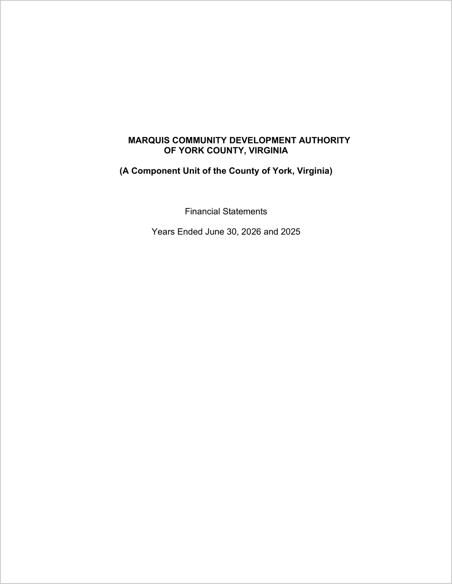 preview of 2026 ABC/Other Annual Financial Report for Marquis Community Development Authority