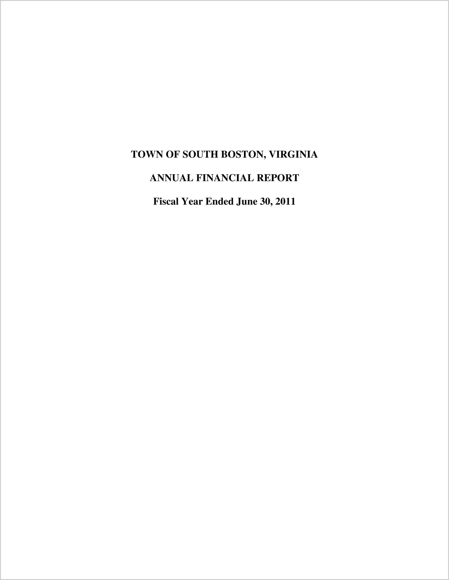 2011 Annual Financial Report for Town of South Boston