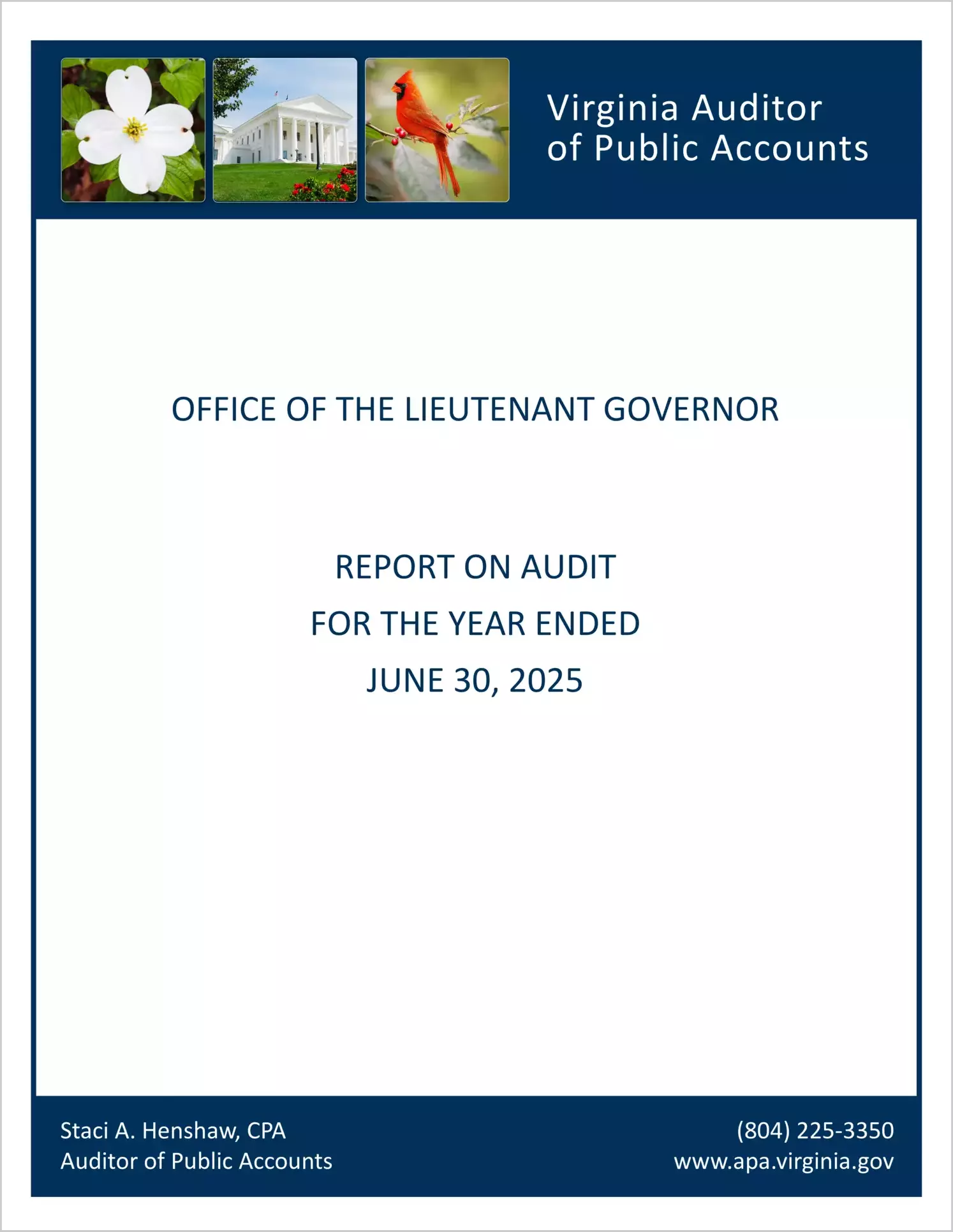 preview of Office of the Lieutenant Governor for the year ended June 30, 2025