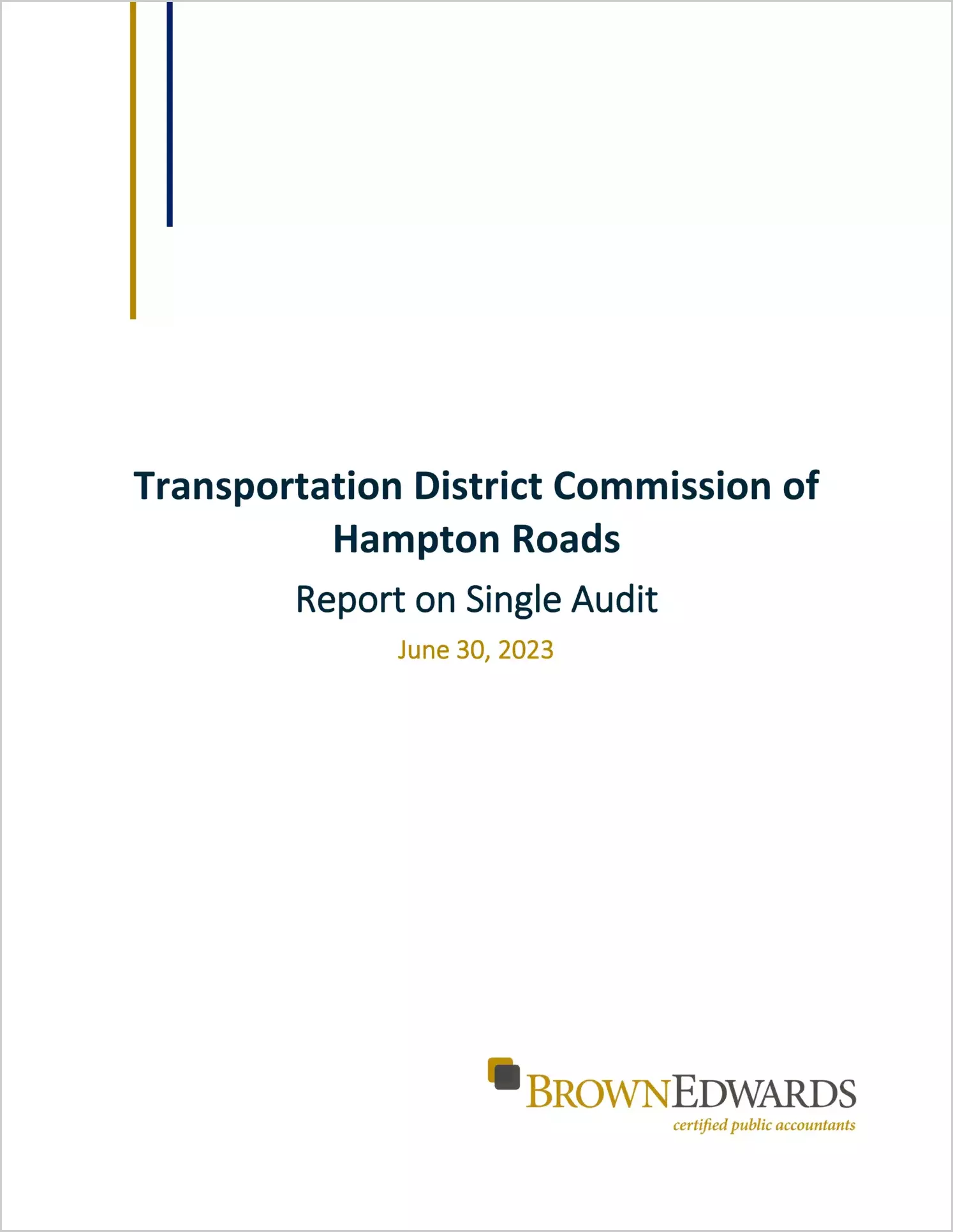 preview of 2023 ABC/Other Internal Control and Compliance Report for Transportation District Commission of Hampton Roads