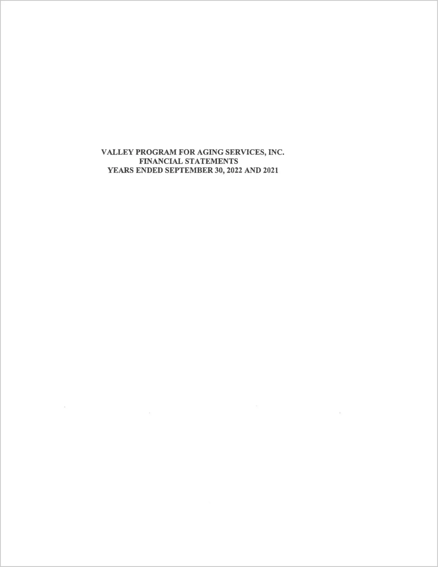 preview of 2022 ABC/Other Annual Financial Report for Valley Program for Aging Services